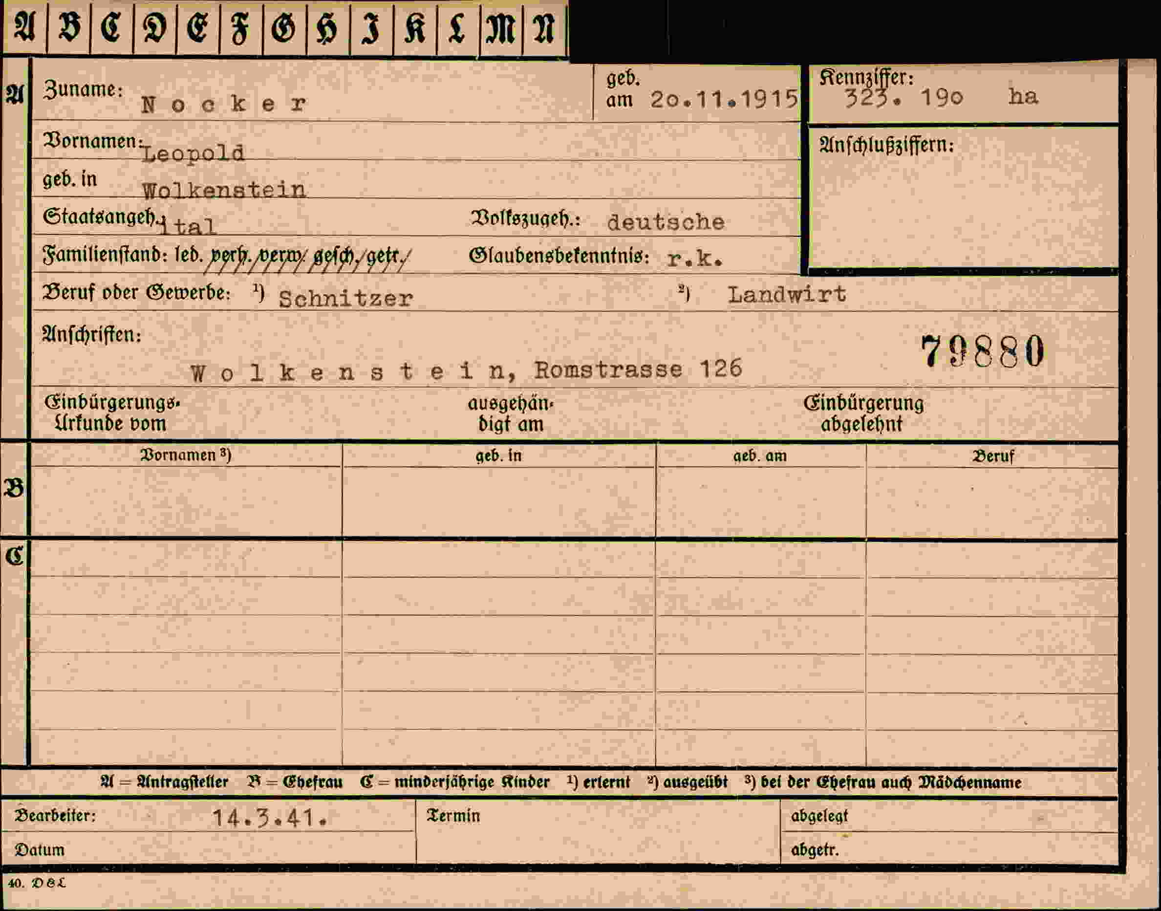 Dokument für Leopold Nocker