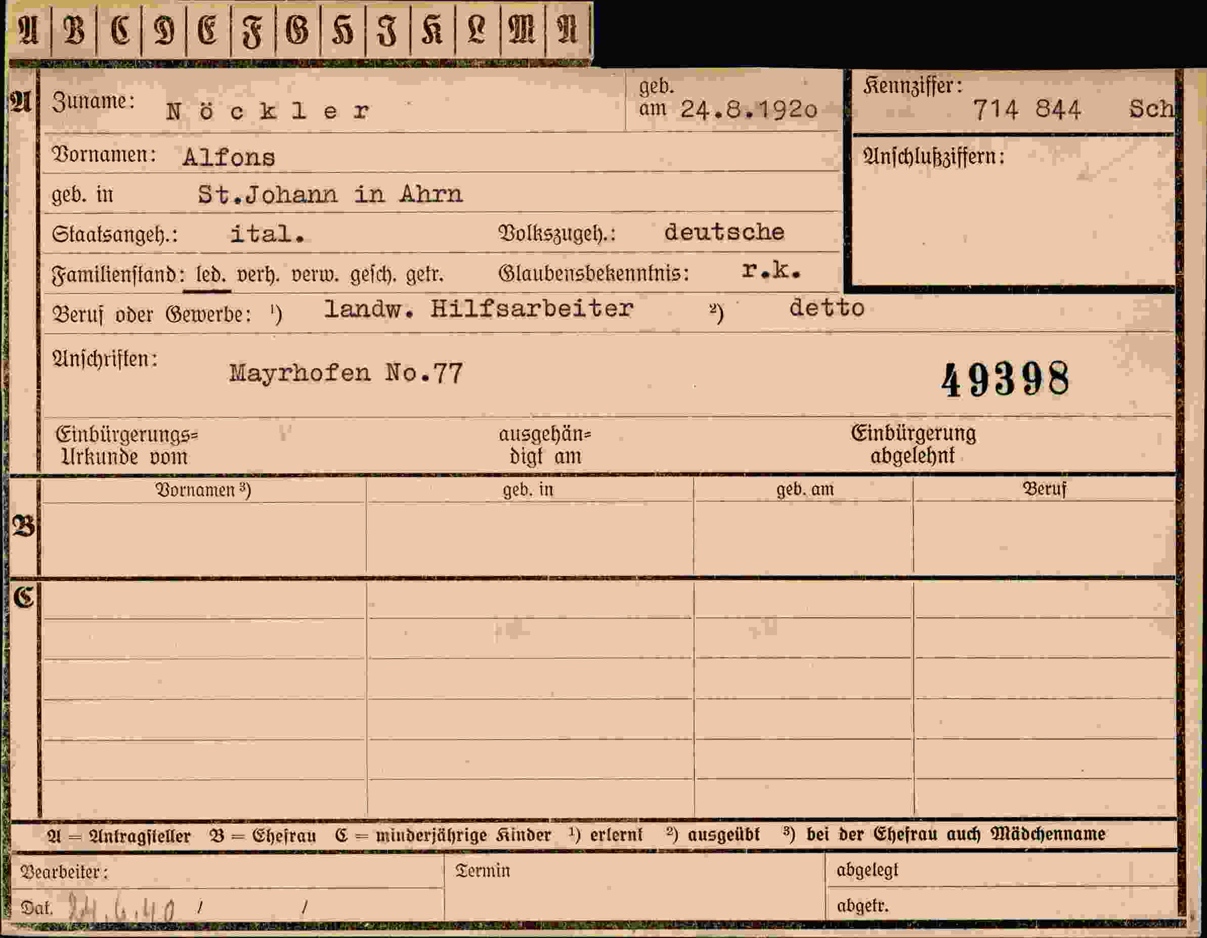 Dokument für Alfred Nöckler