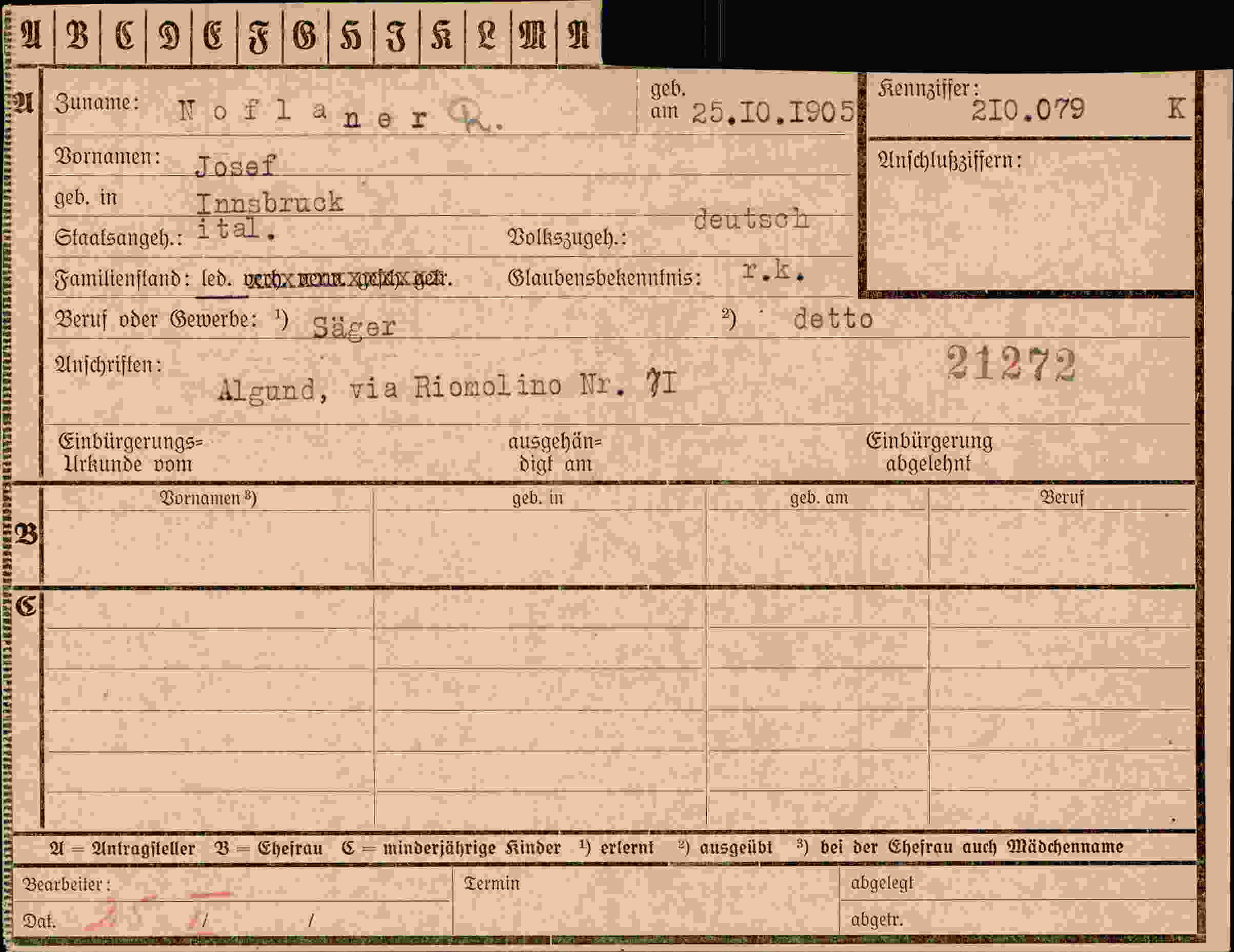 Dokument für Josef Noflanerk