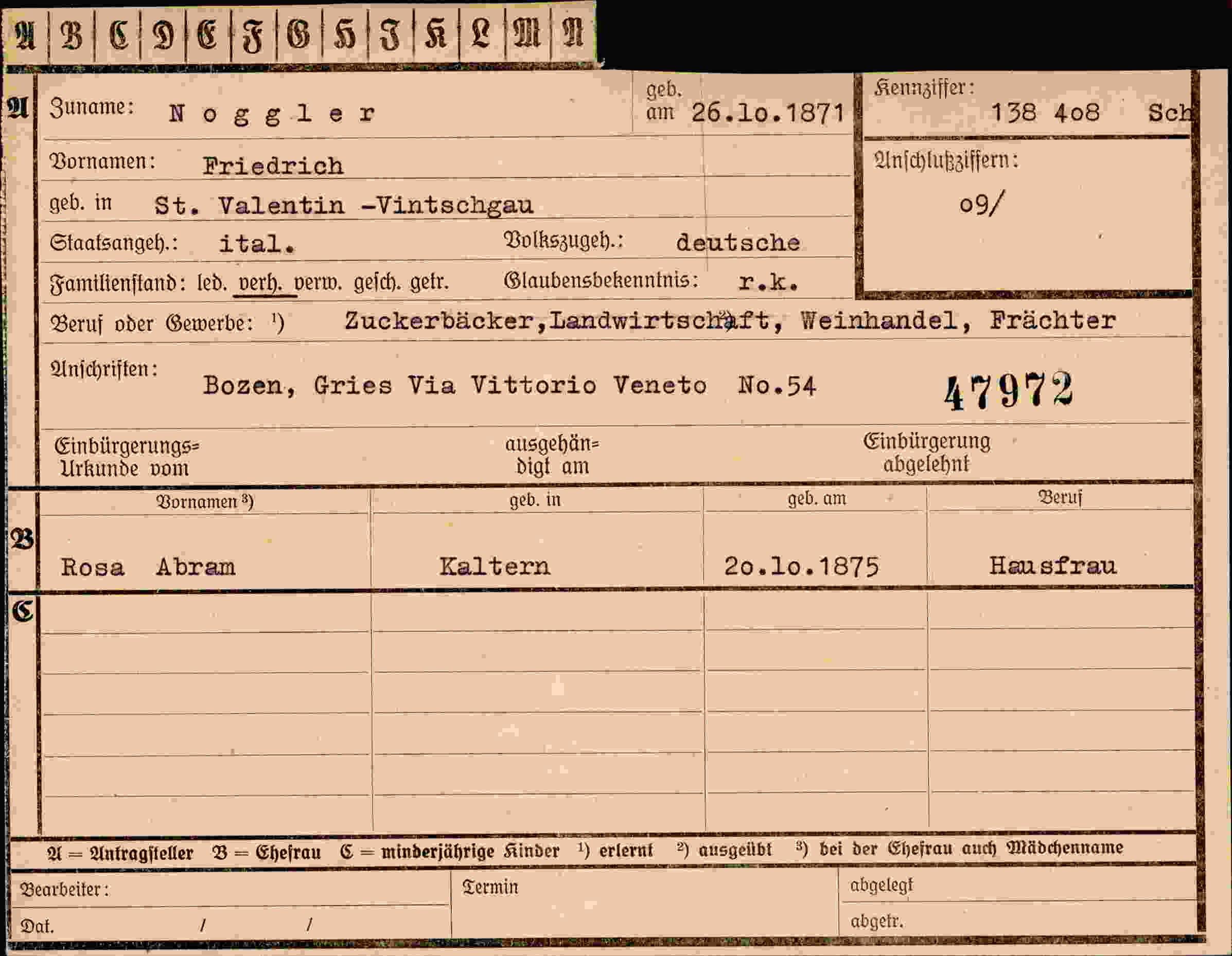 Dokument für Friedrich Noggler