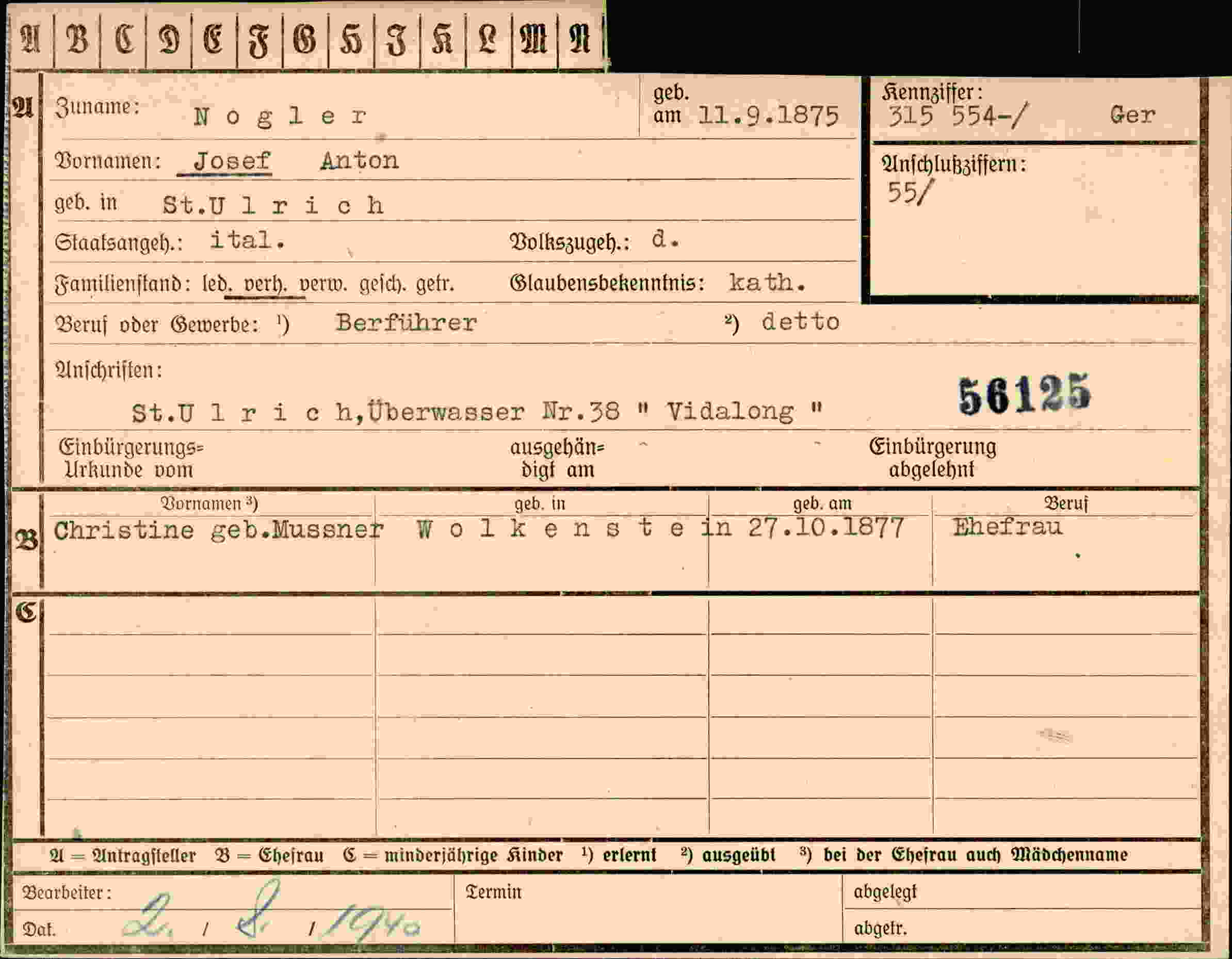 Dokument für Josef Anton Nogler