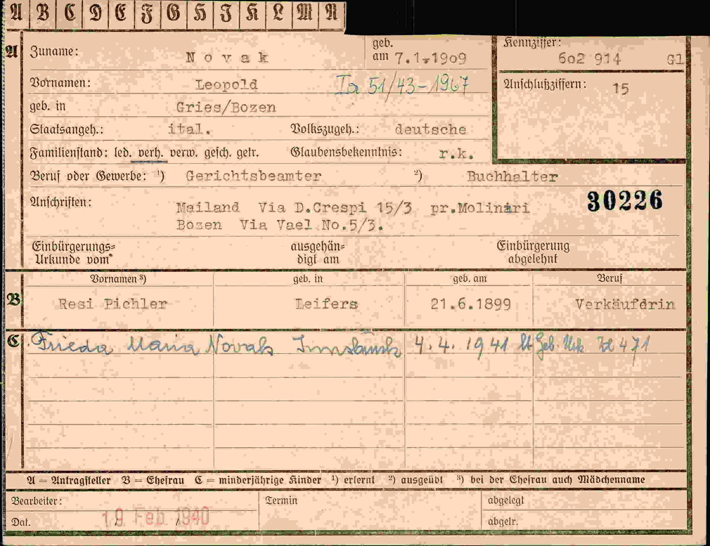 Dokument für Leopold Novak