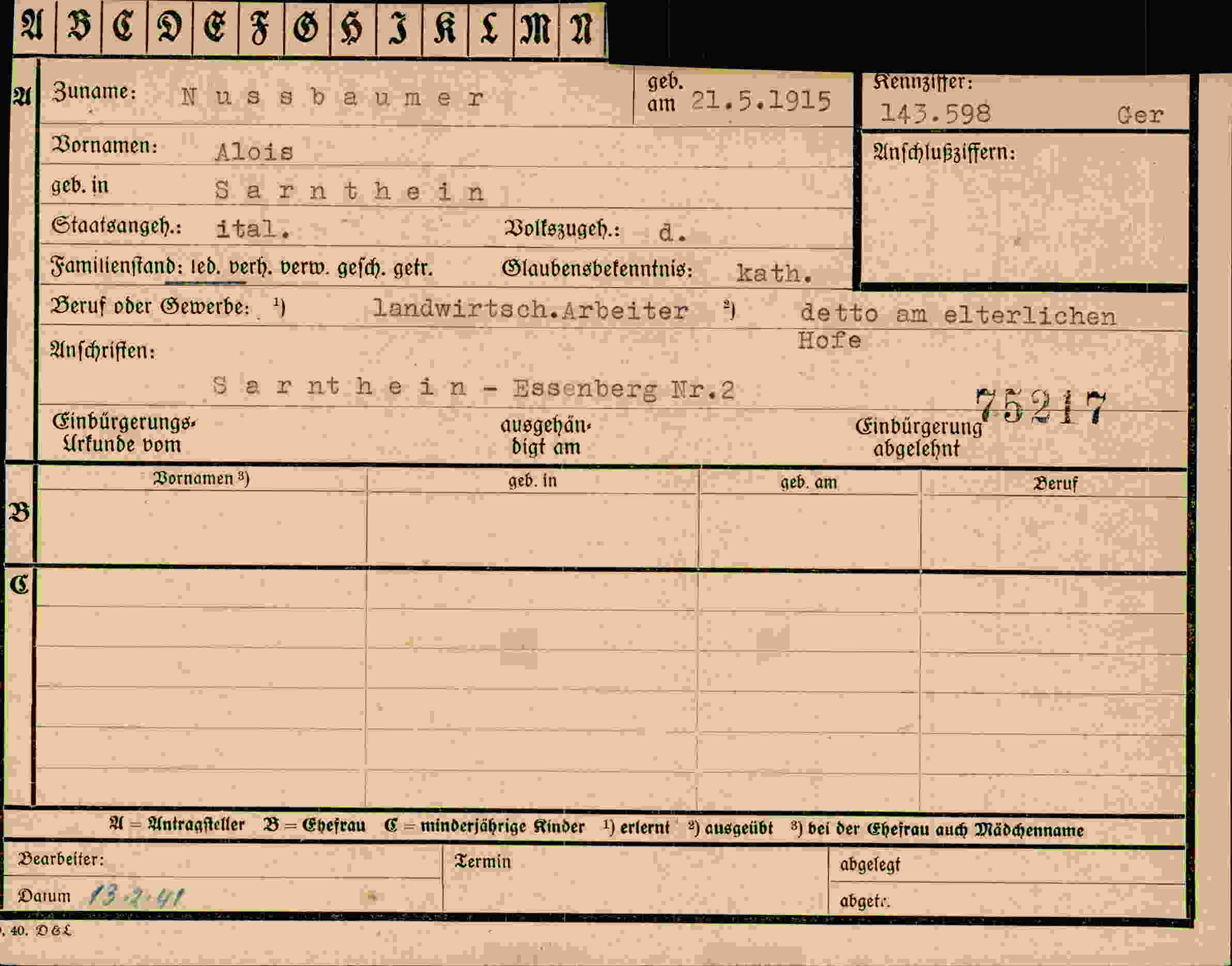 Dokument für Alois Nussbaumer