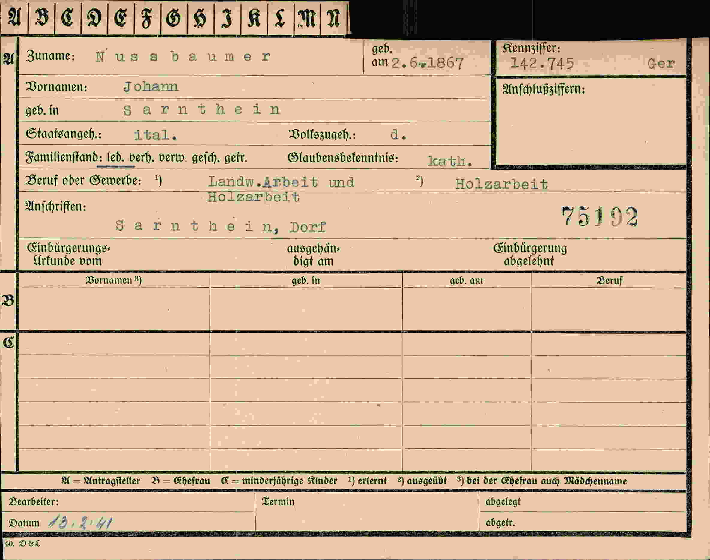 Vorderseite des Dokuments