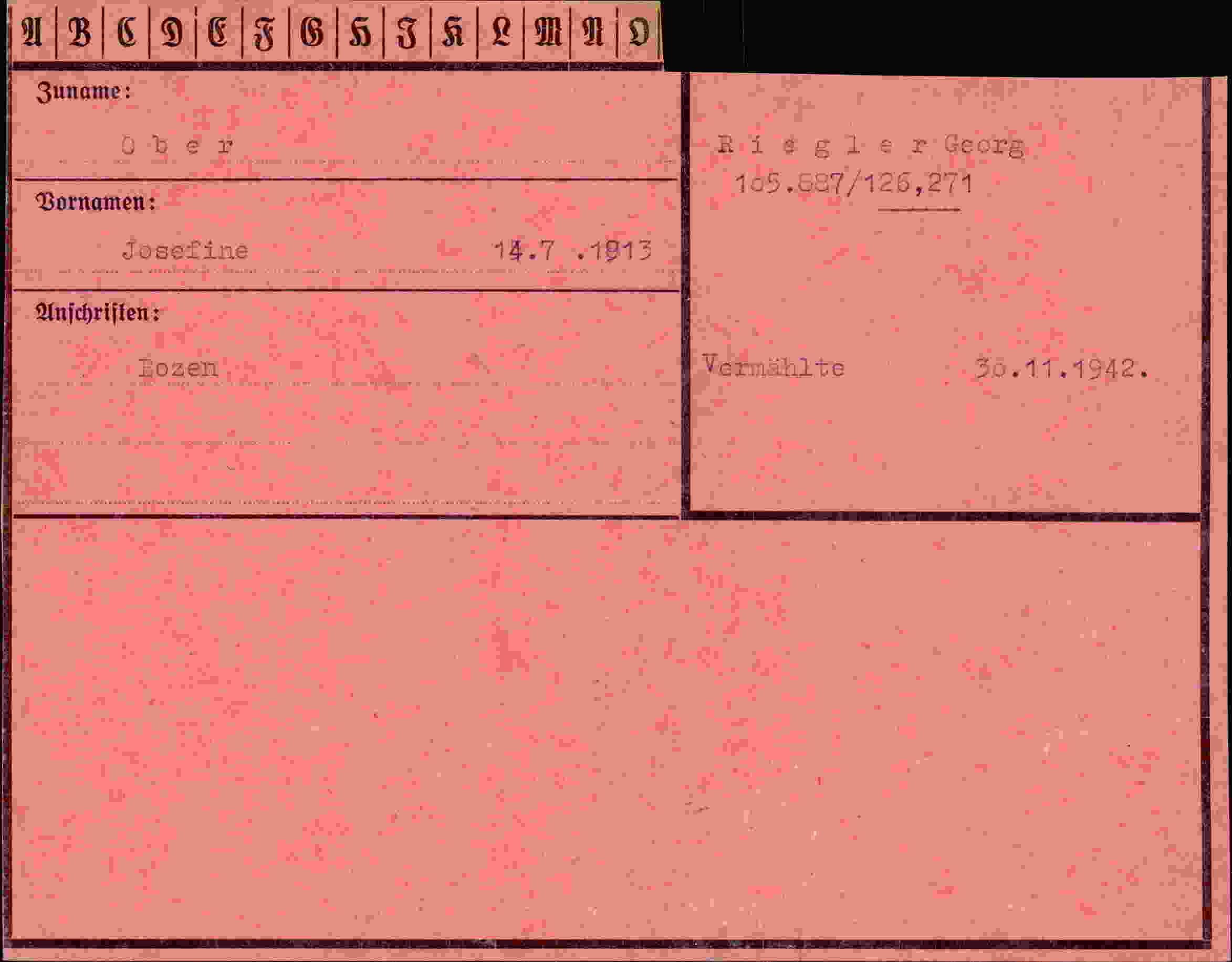 Dokument für Josefine Ober
