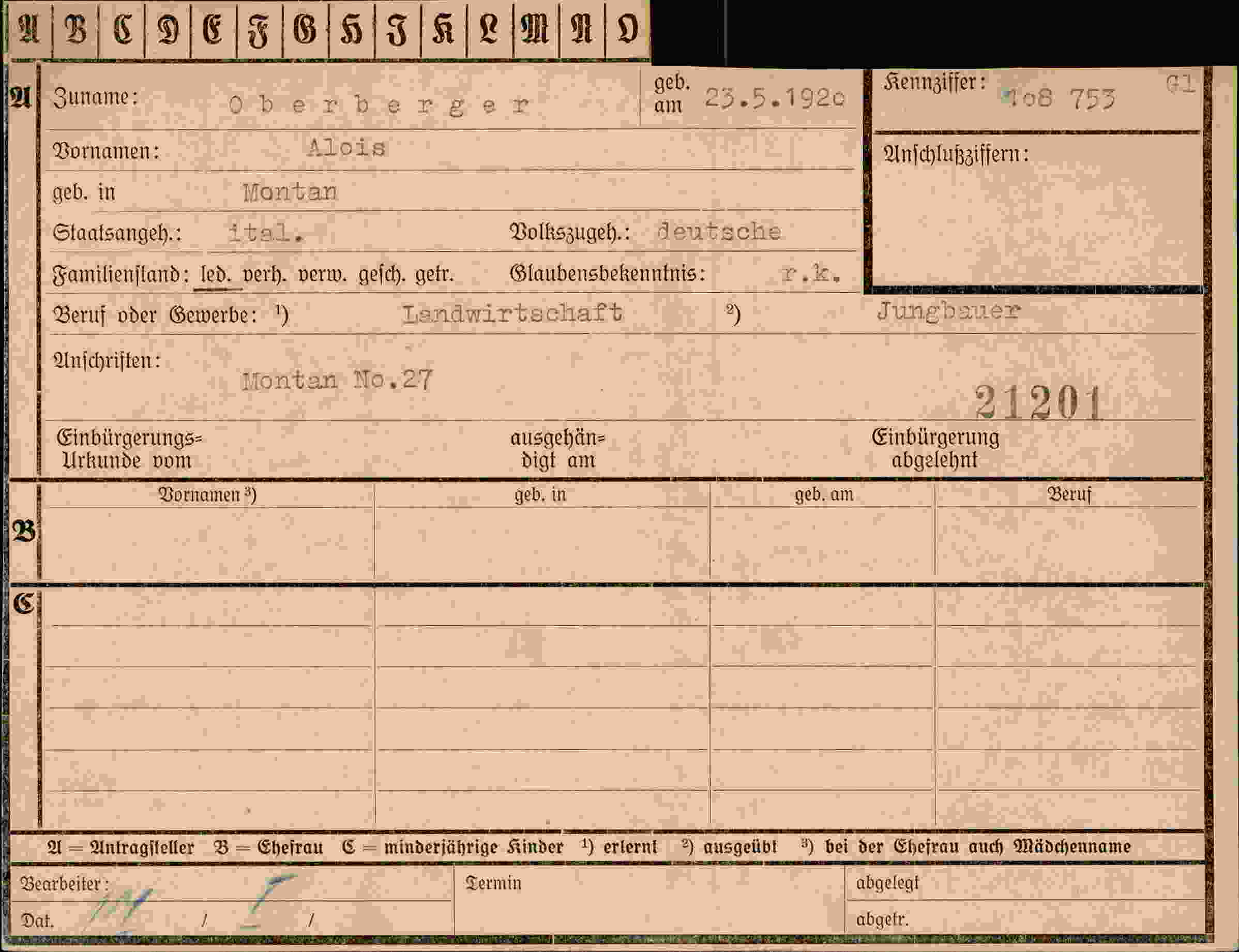 Dokument für Alois Oberberger
