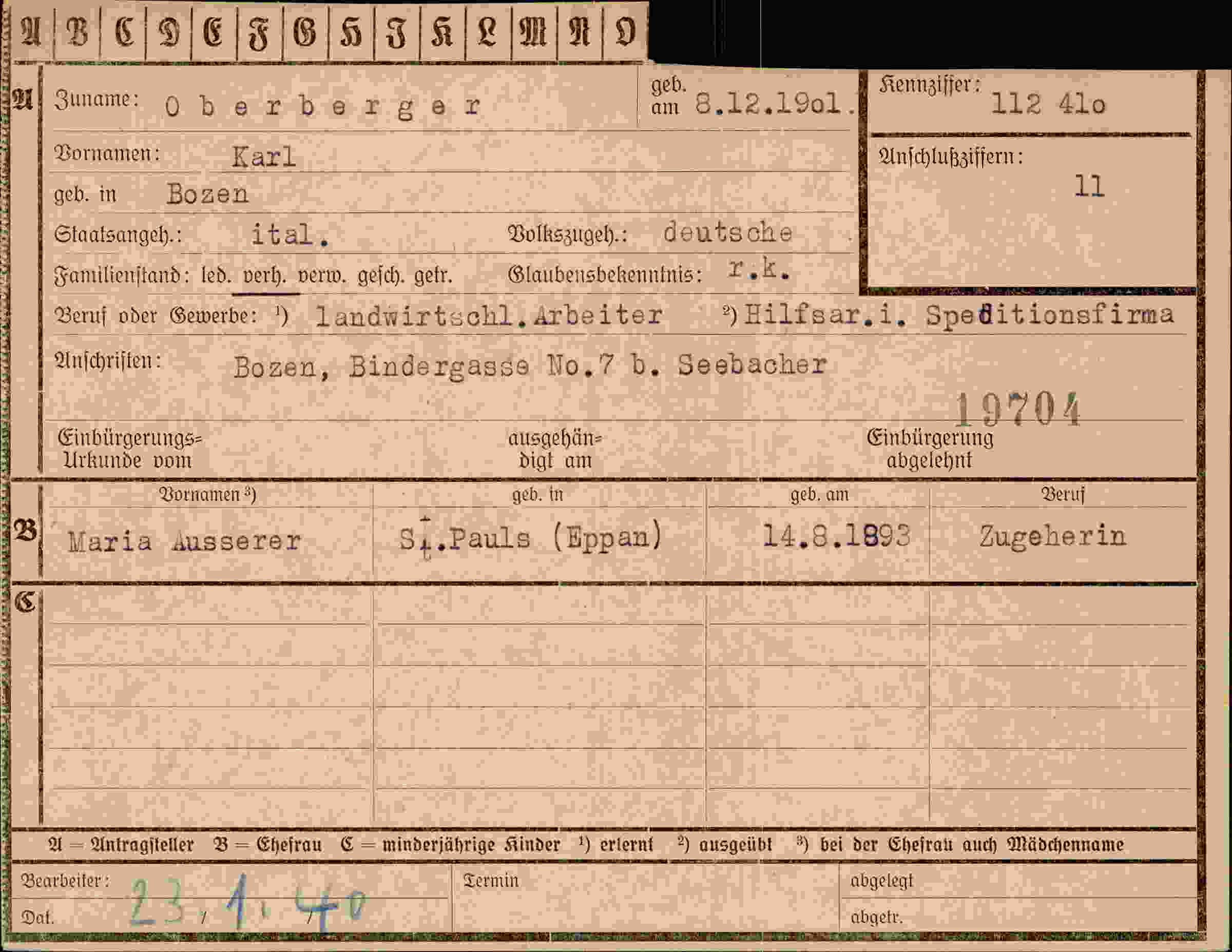 Dokument für Karl Oberberger