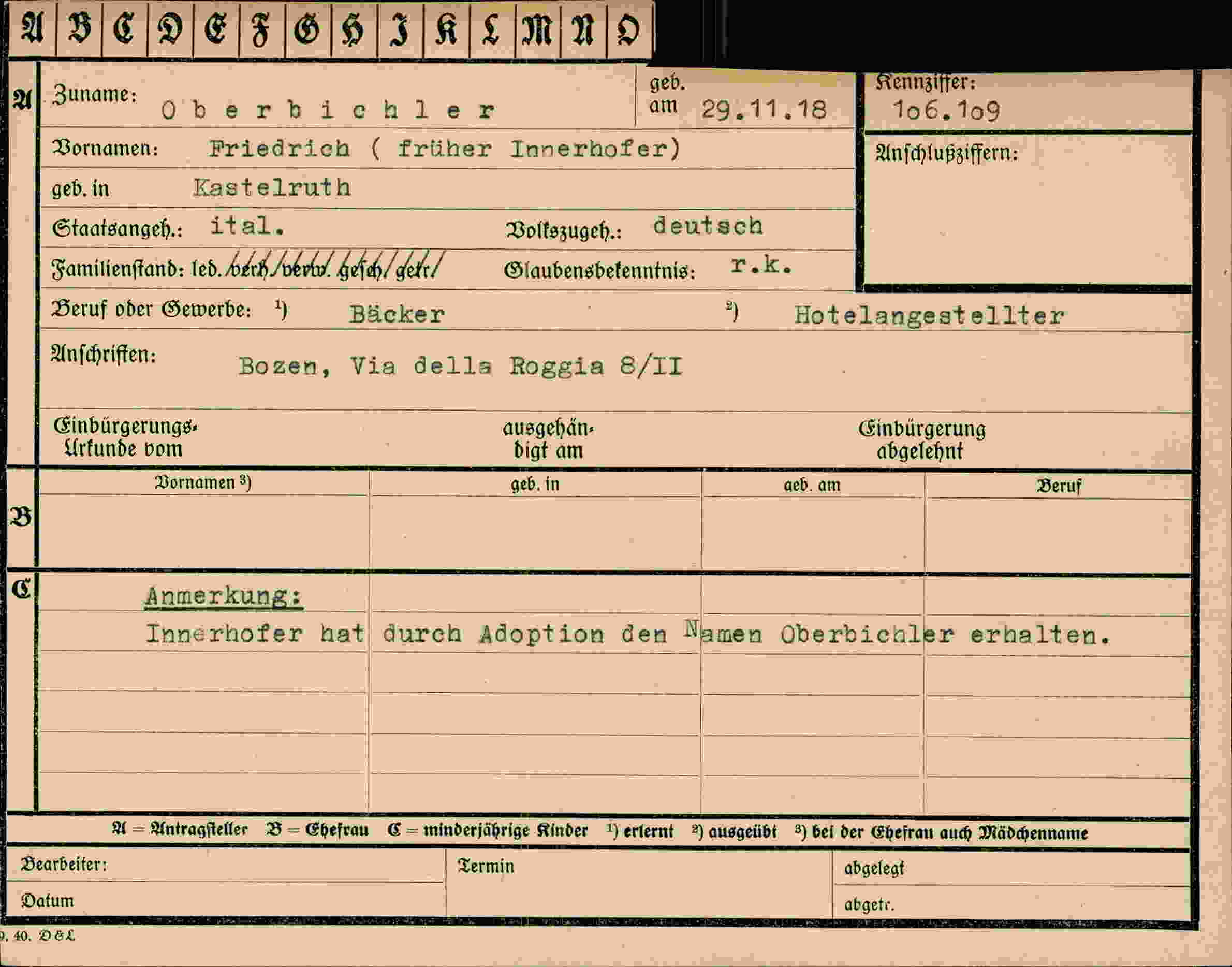 Dokument für Friedrich Oberbichler