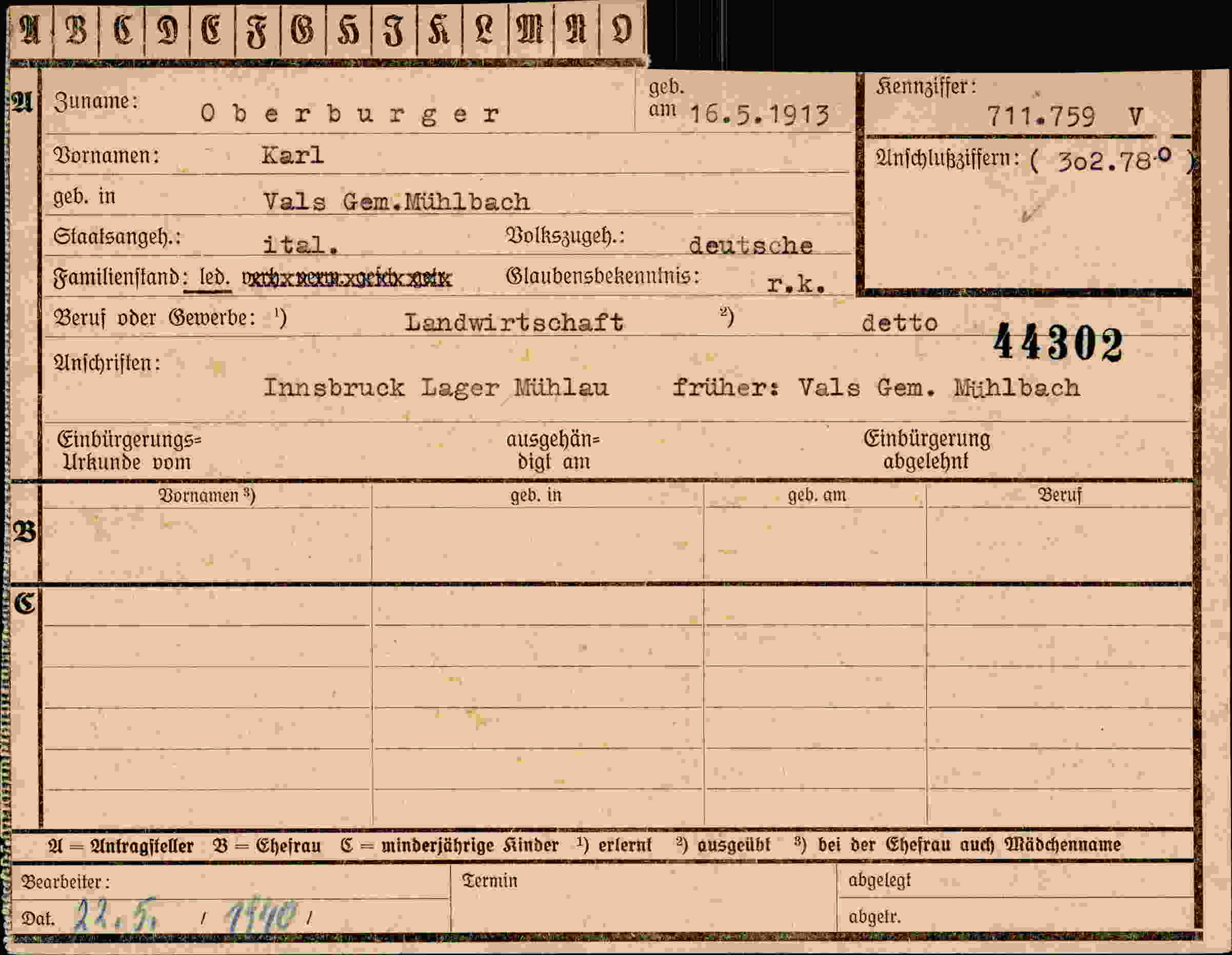 Dokument für Karl Oberburger