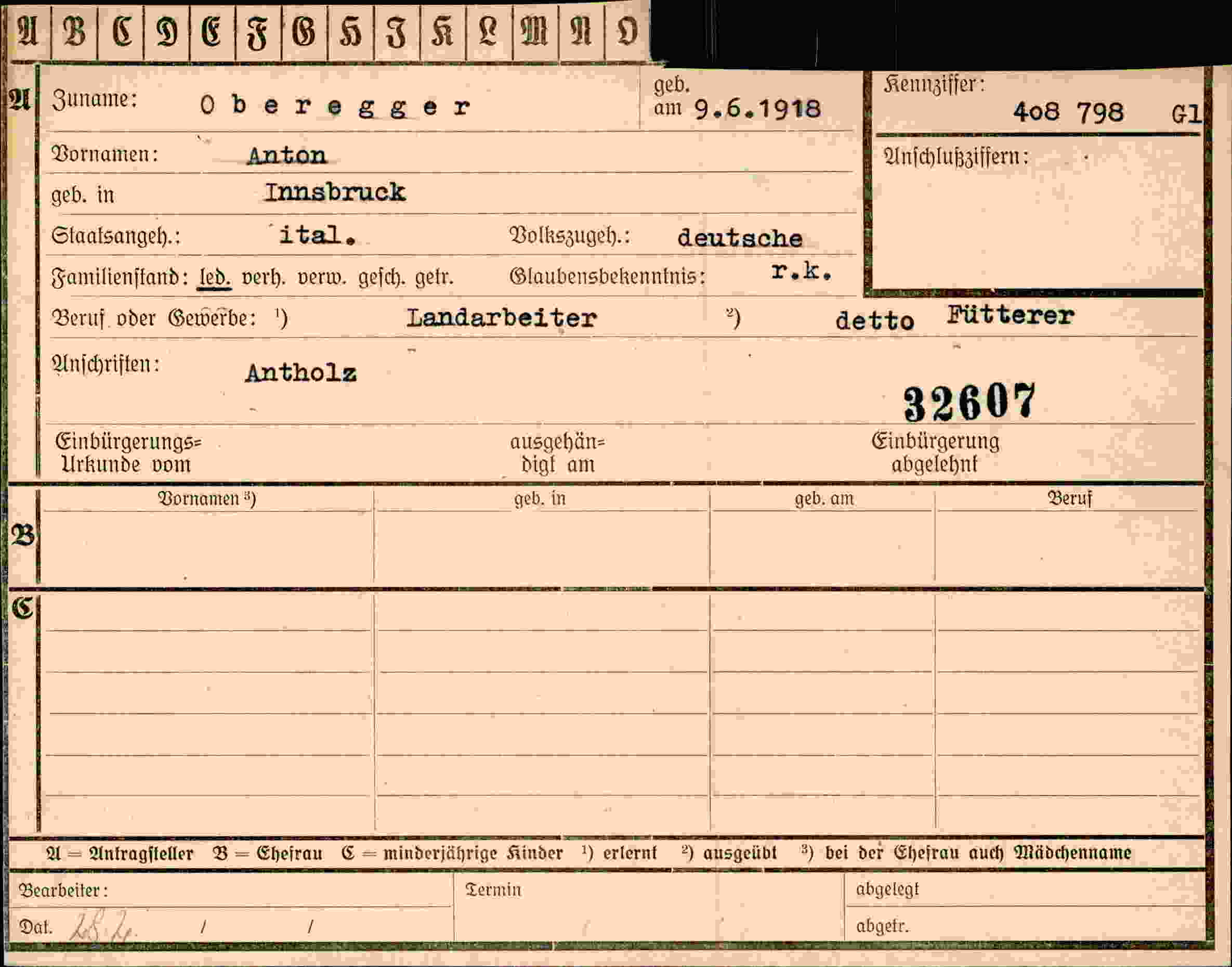 Vorderseite des Dokuments