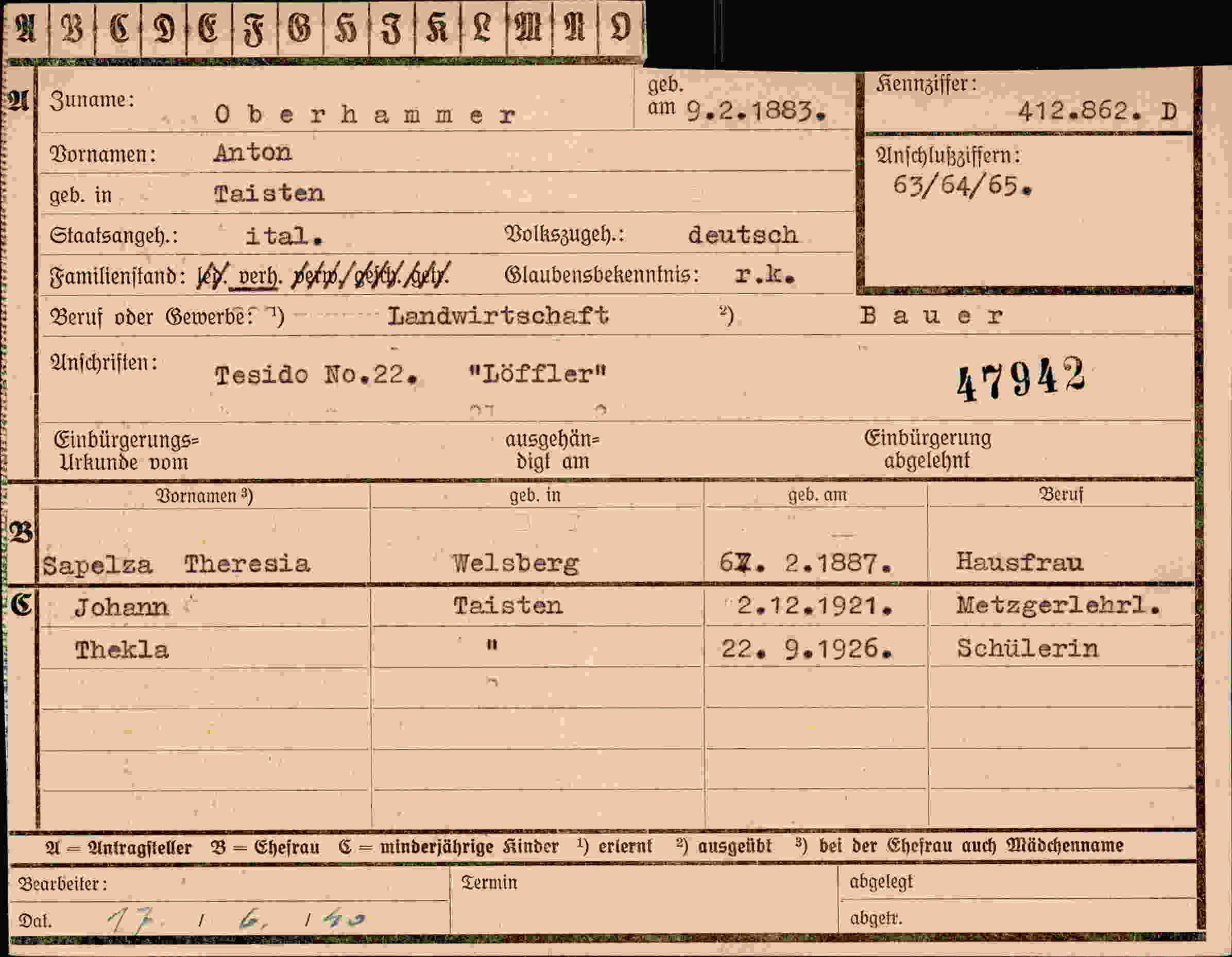 Vorderseite des Dokuments