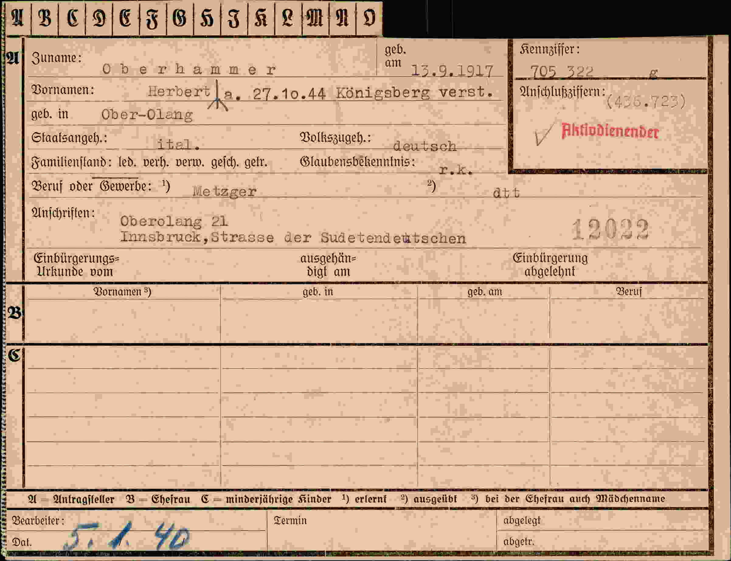Dokument für Herbert Oberhammer
