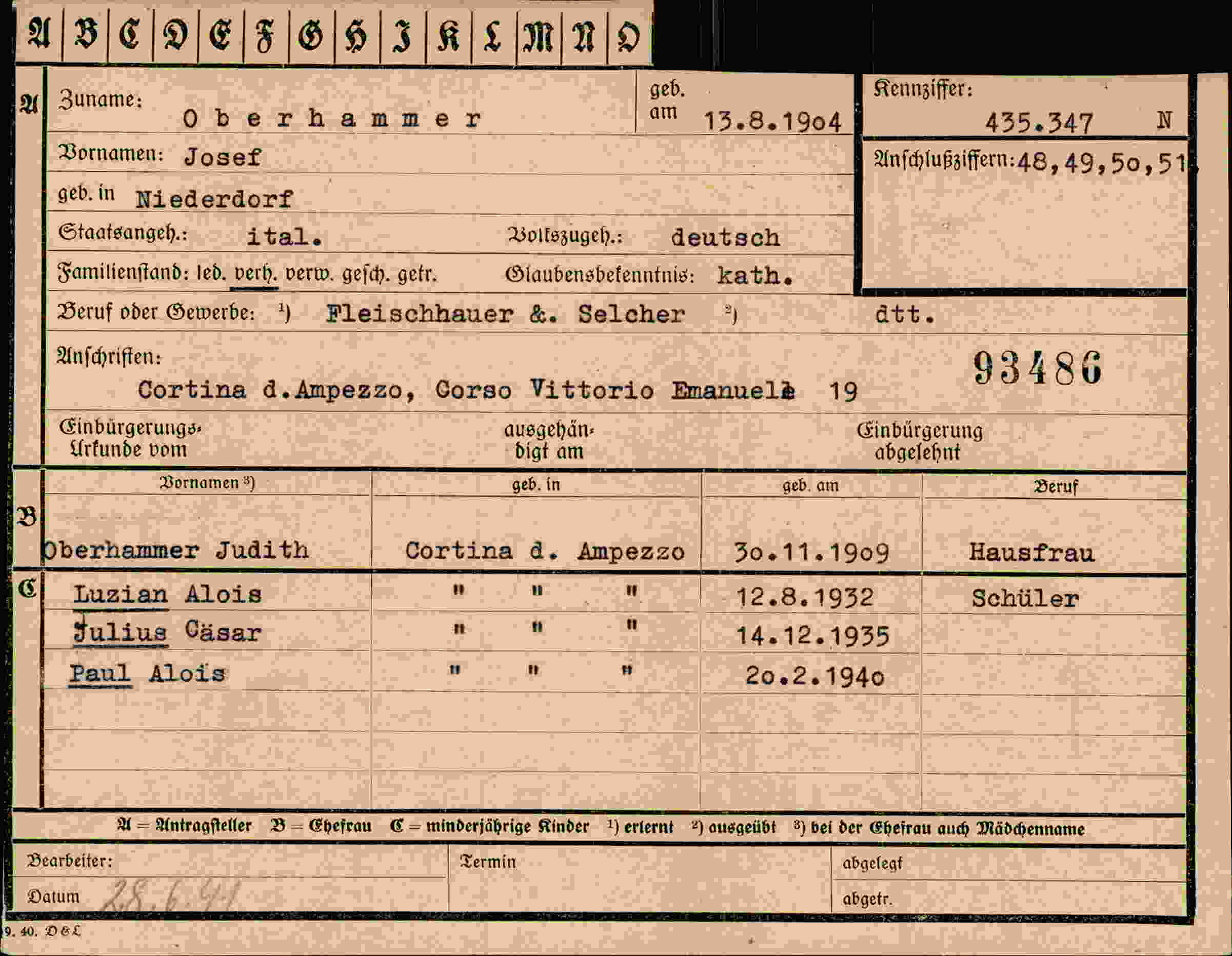 Vorderseite des Dokuments