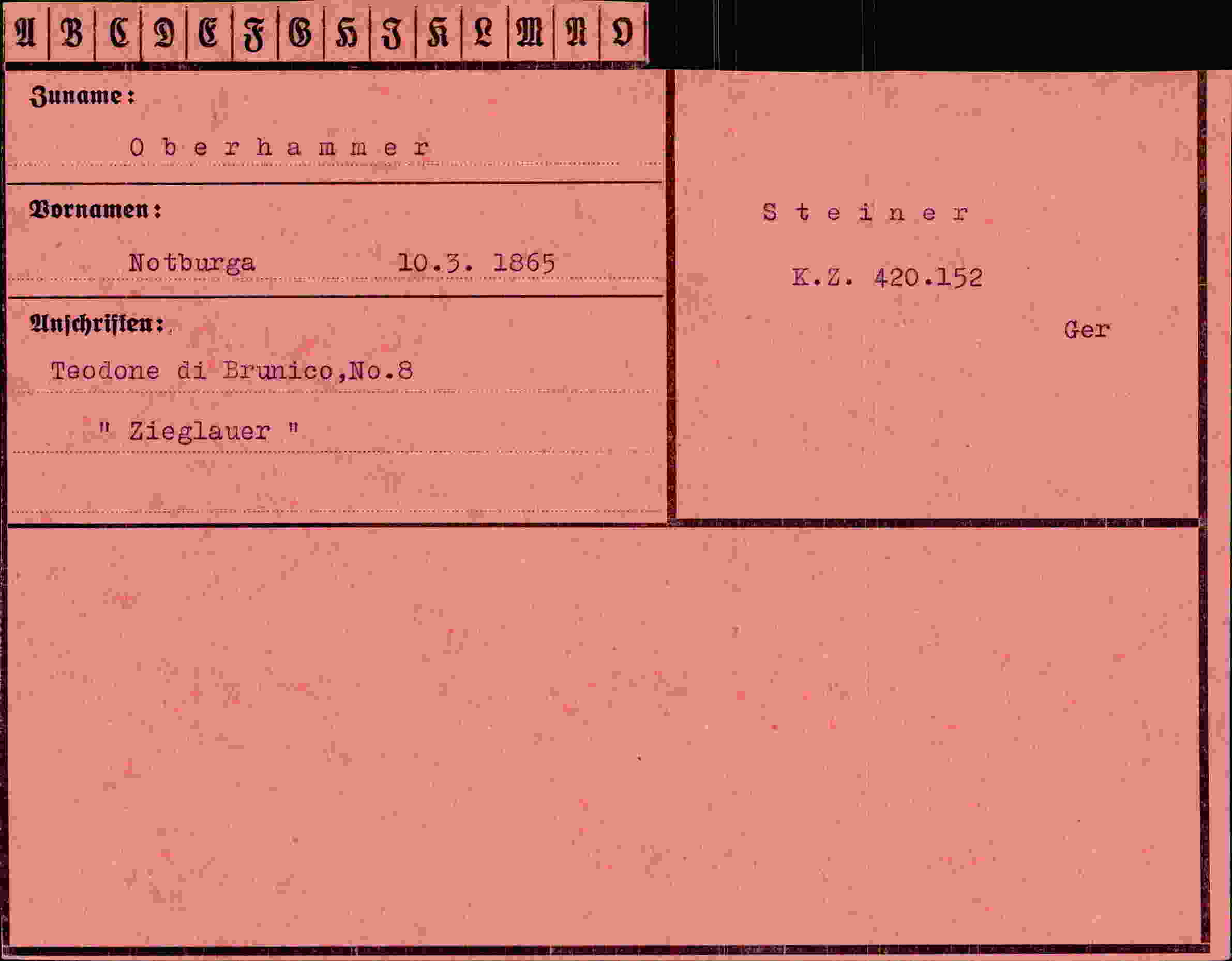 Dokument für Notburga Oberhammer