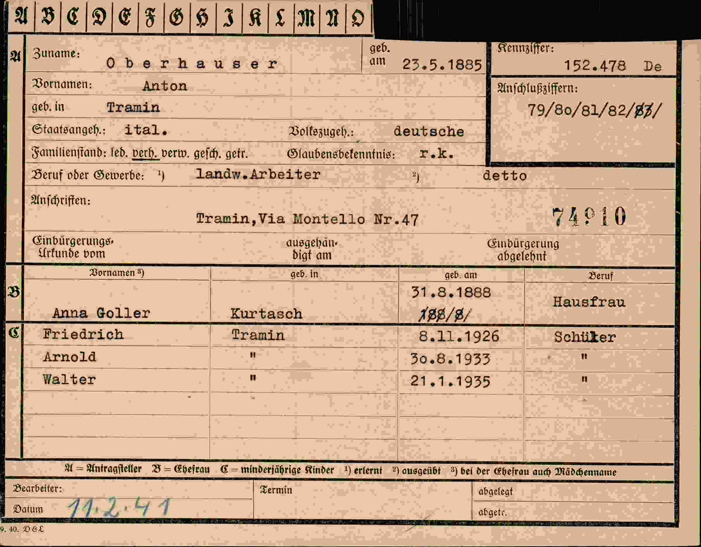 Vorderseite des Dokuments