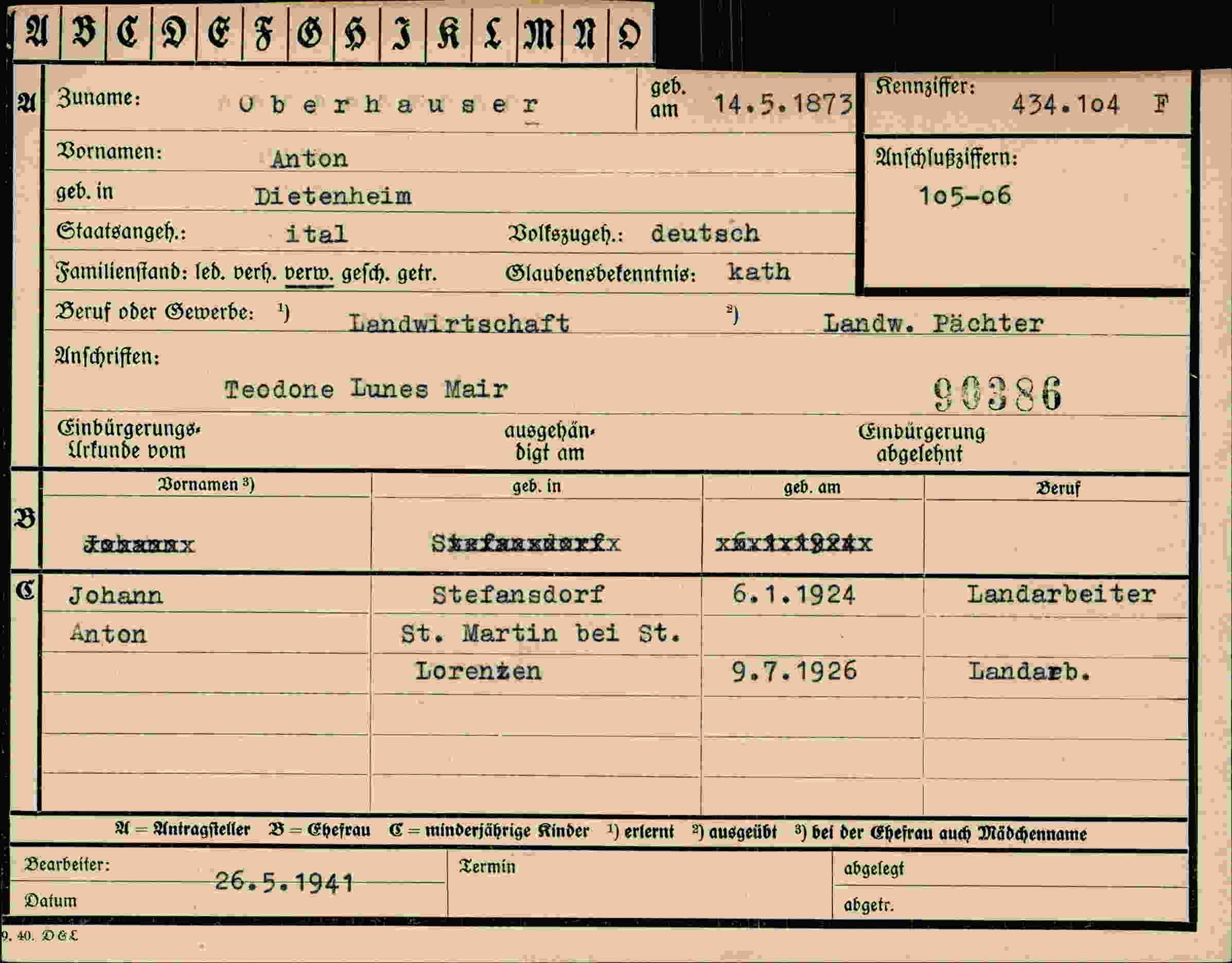 Dokument für Anton Oberhauser