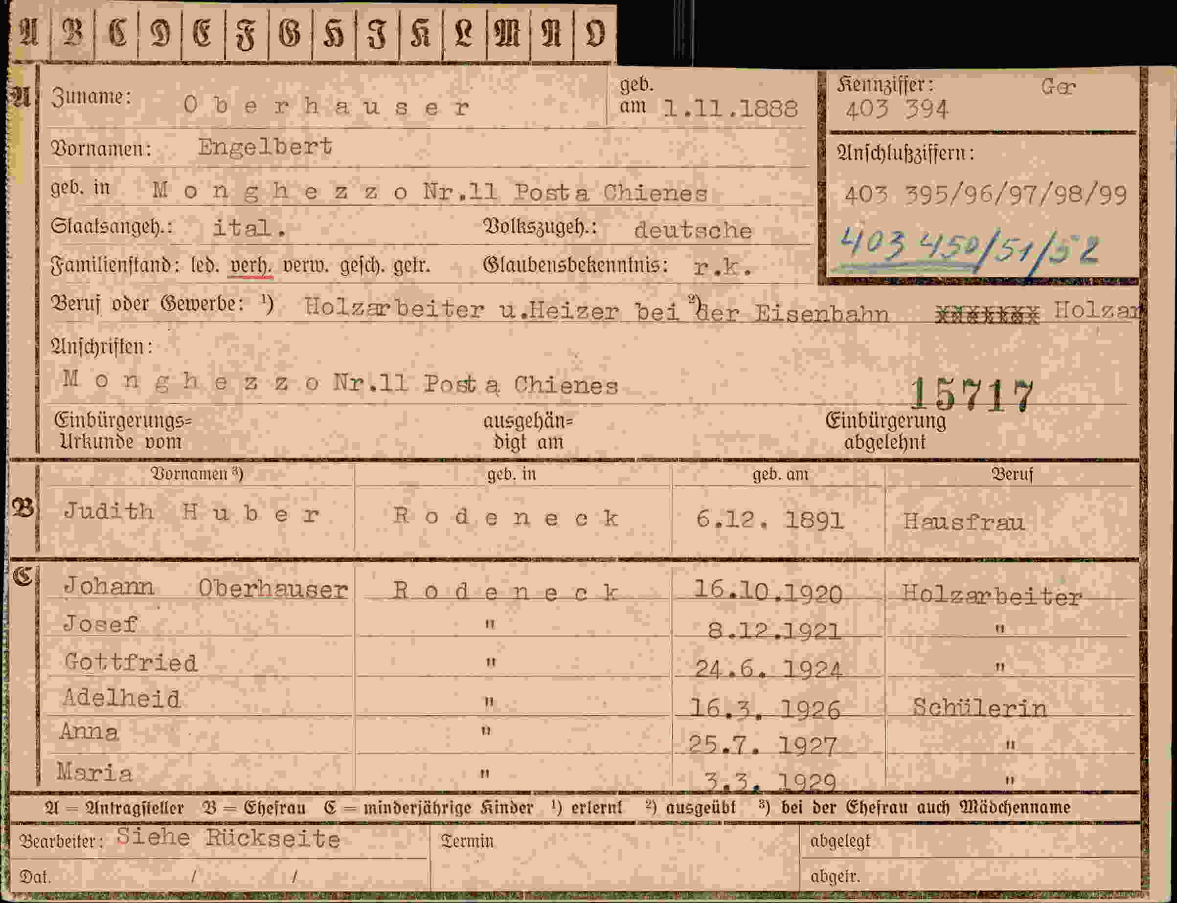 Dokument für Engelbert Oberhauser