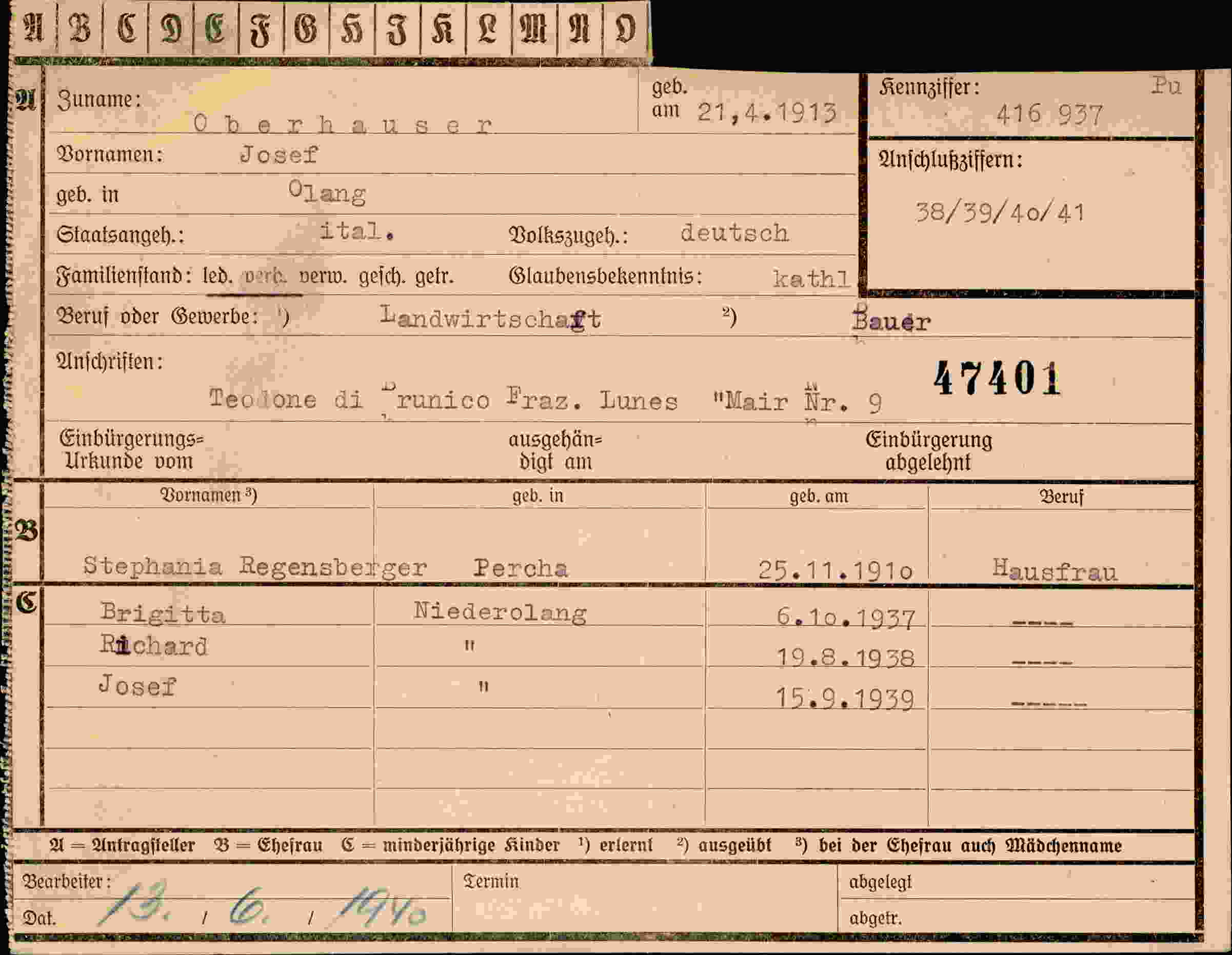 Vorderseite des Dokuments