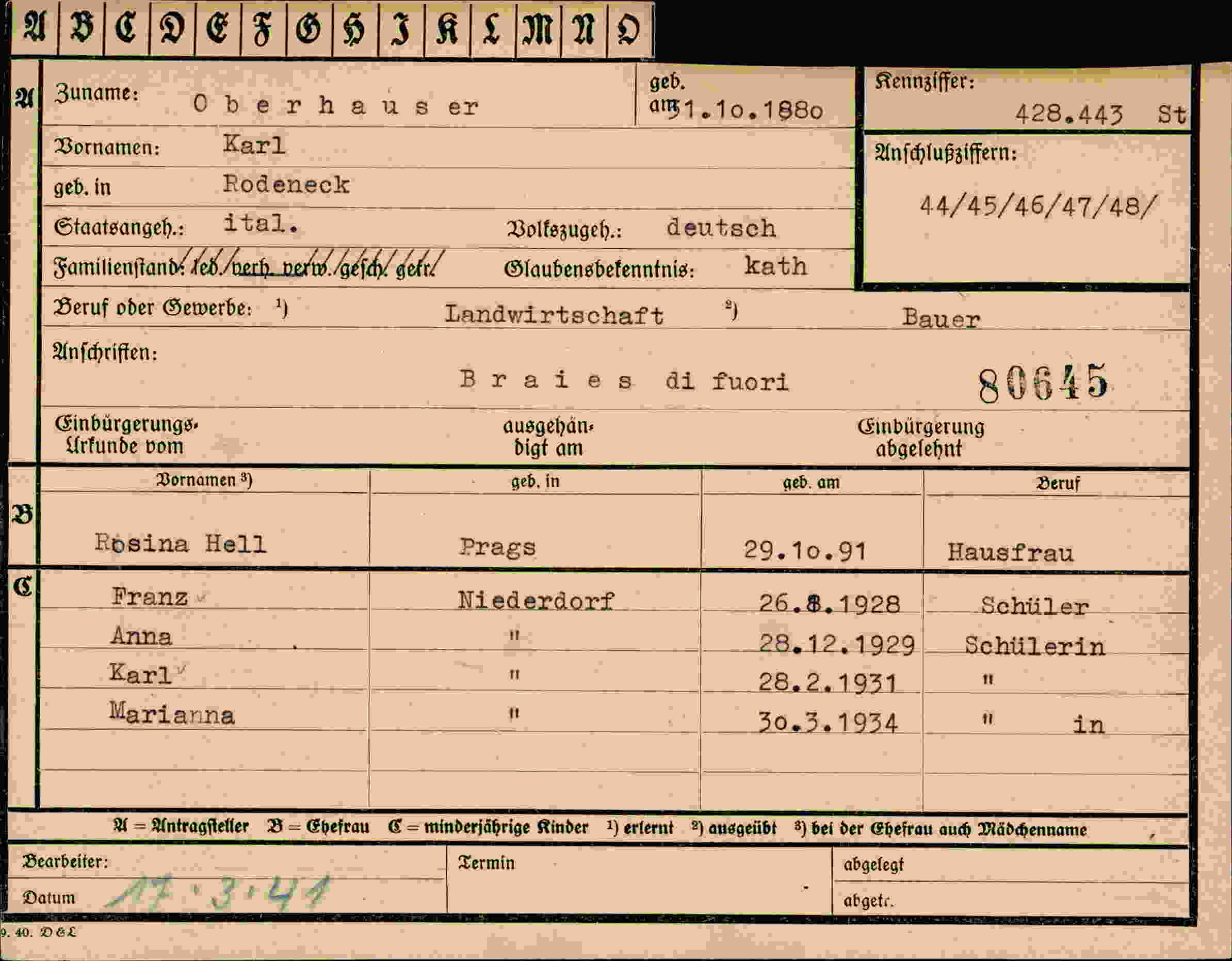 Dokument für Karl Oberhauser