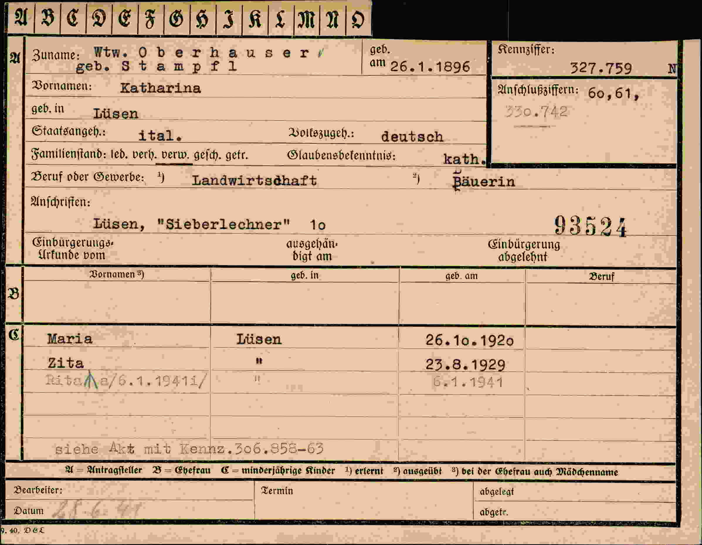 Vorderseite des Dokuments