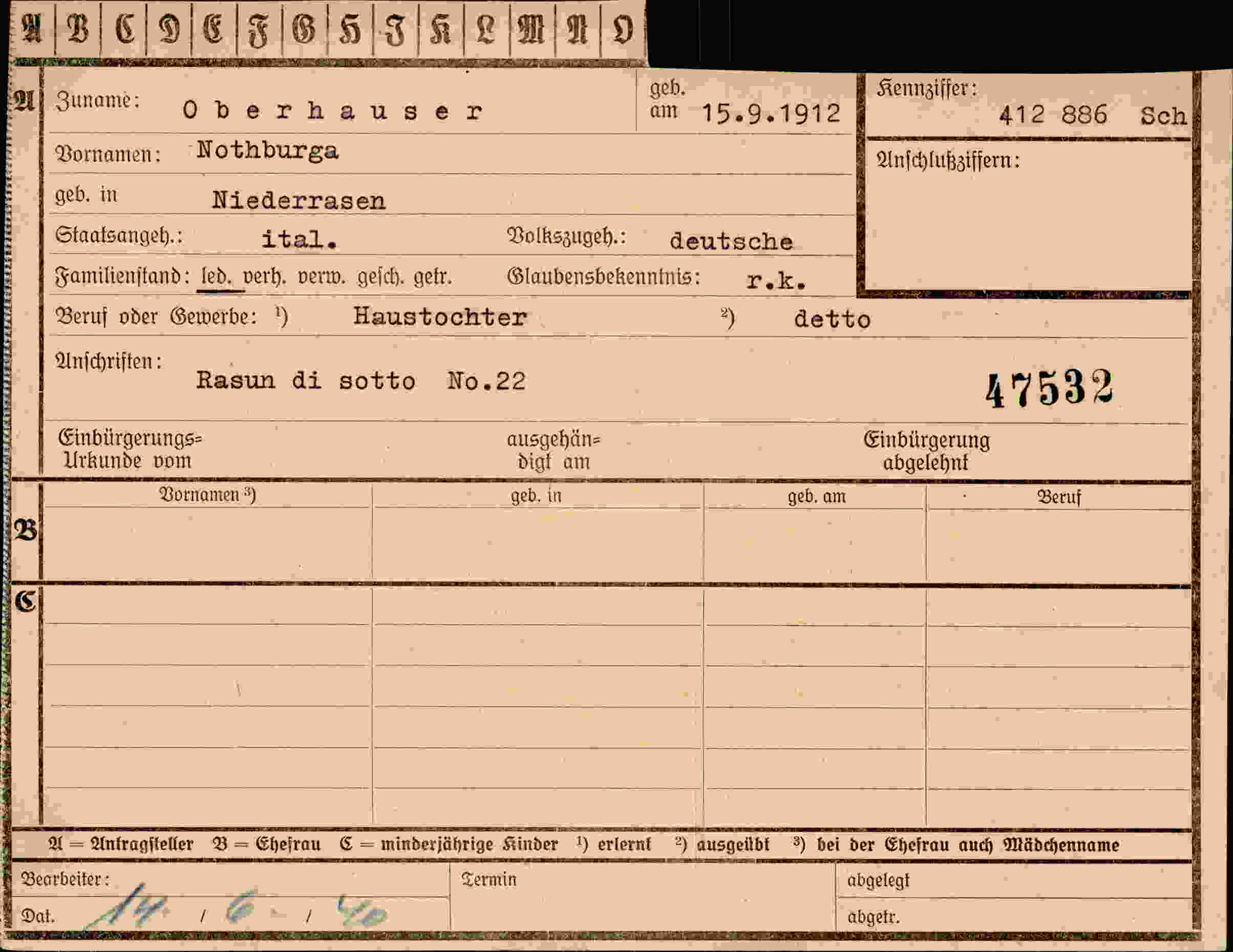 Vorderseite des Dokuments