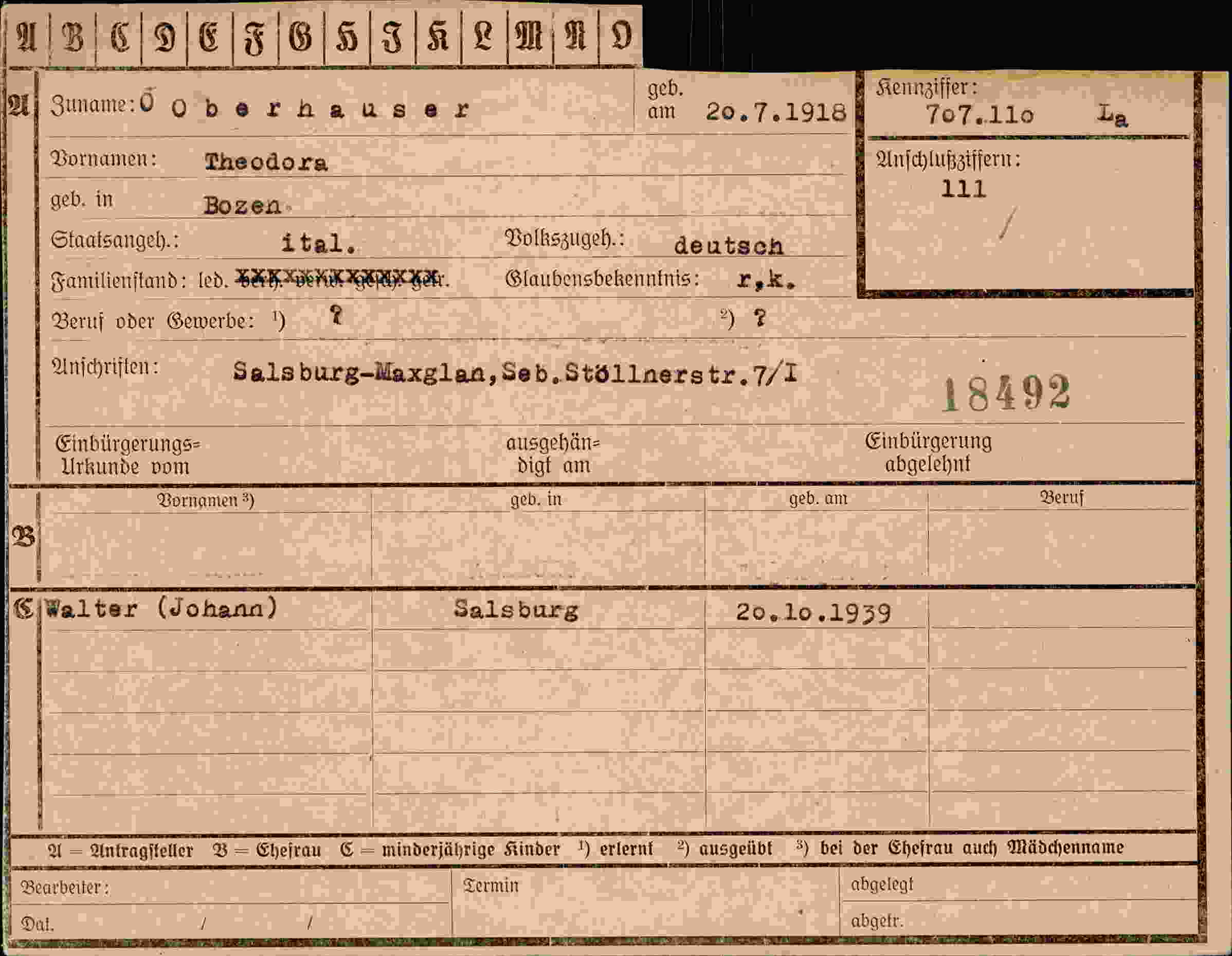 Vorderseite des Dokuments