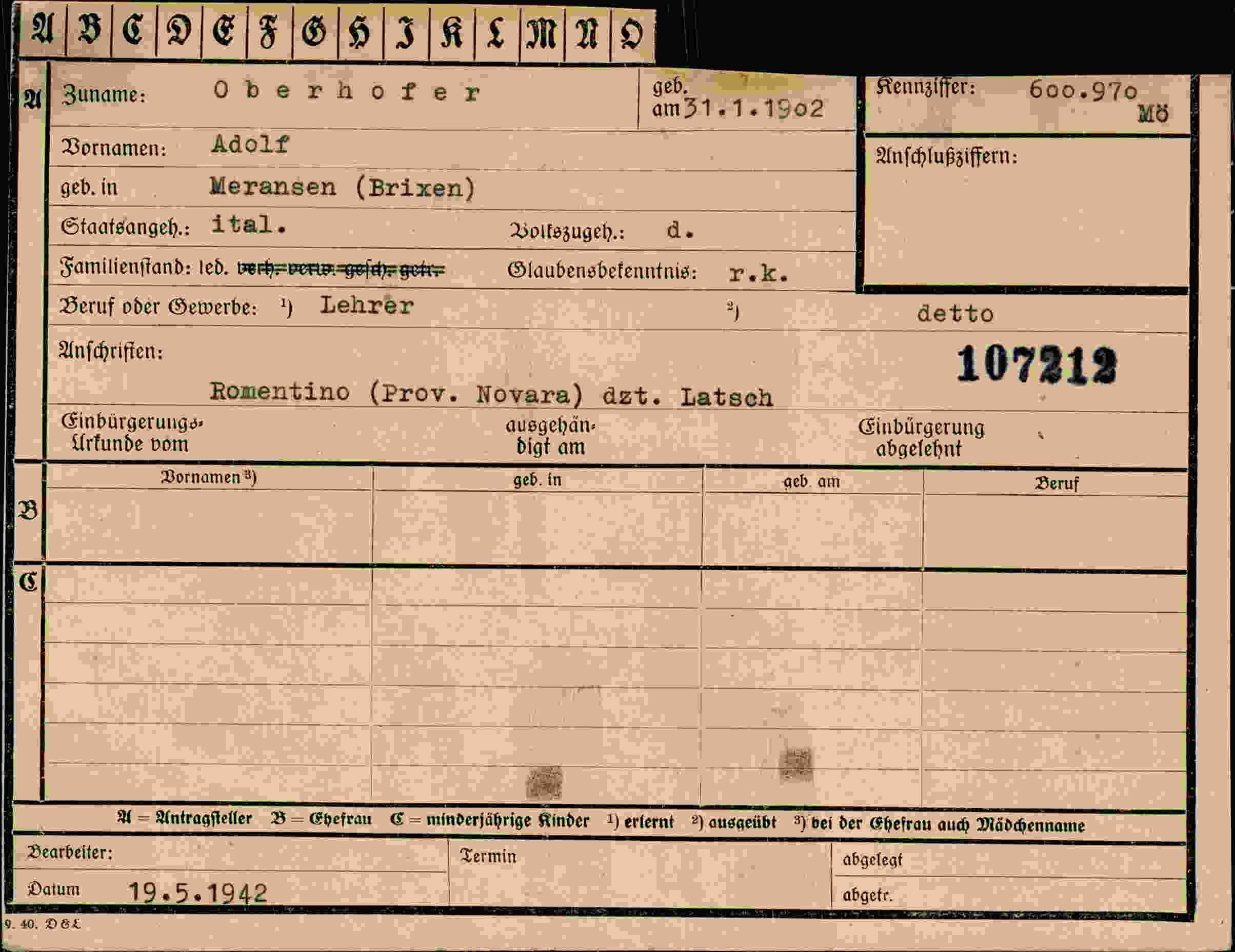 Dokument für Adolf Oberhofer