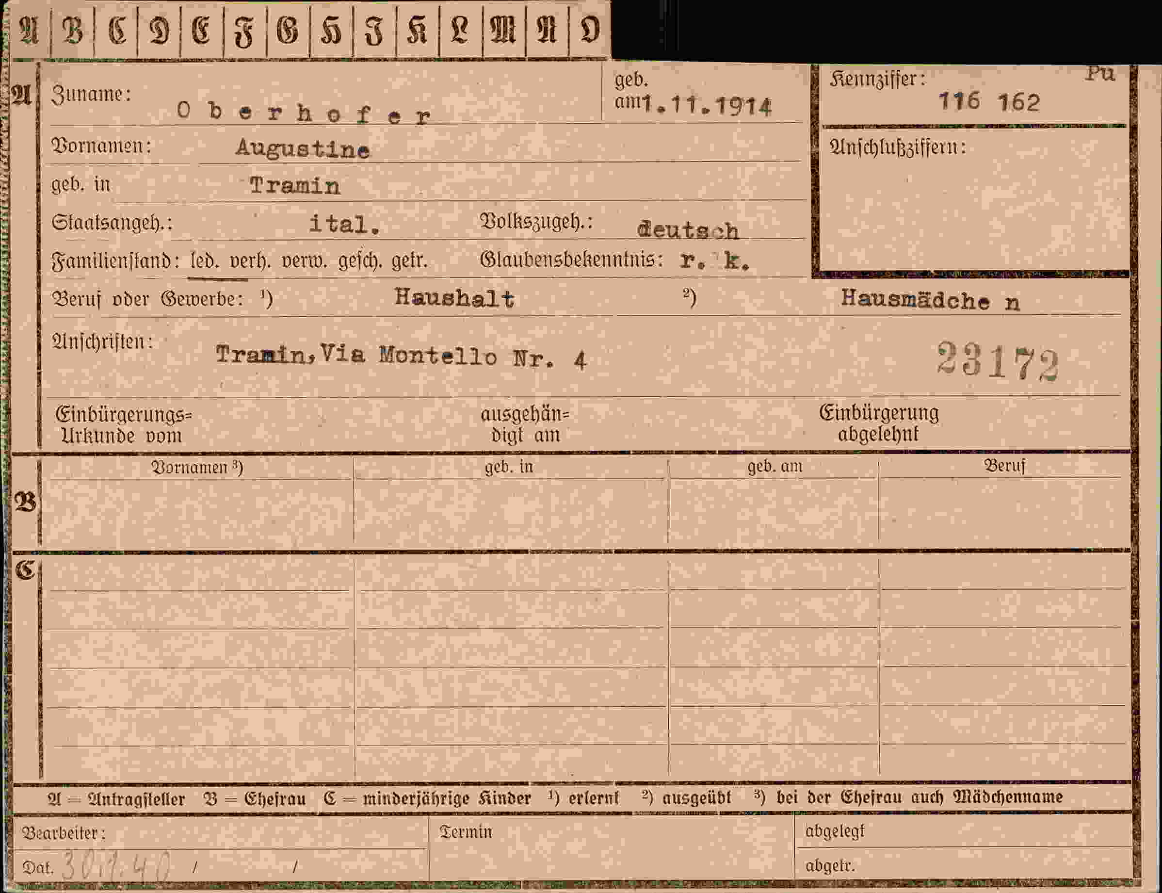 Dokument für Augustine Oberhofer