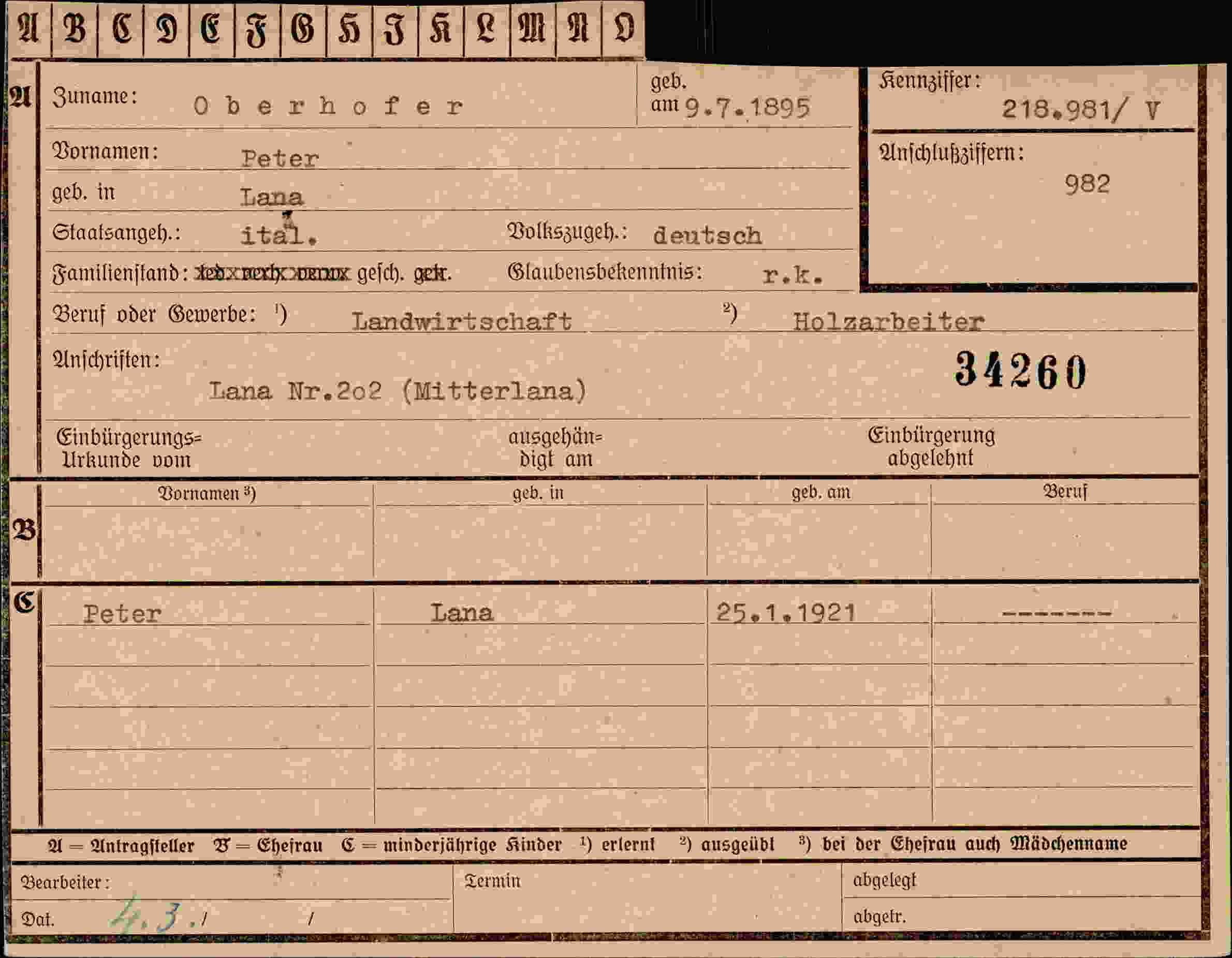 Dokument für Peter Oberhofer