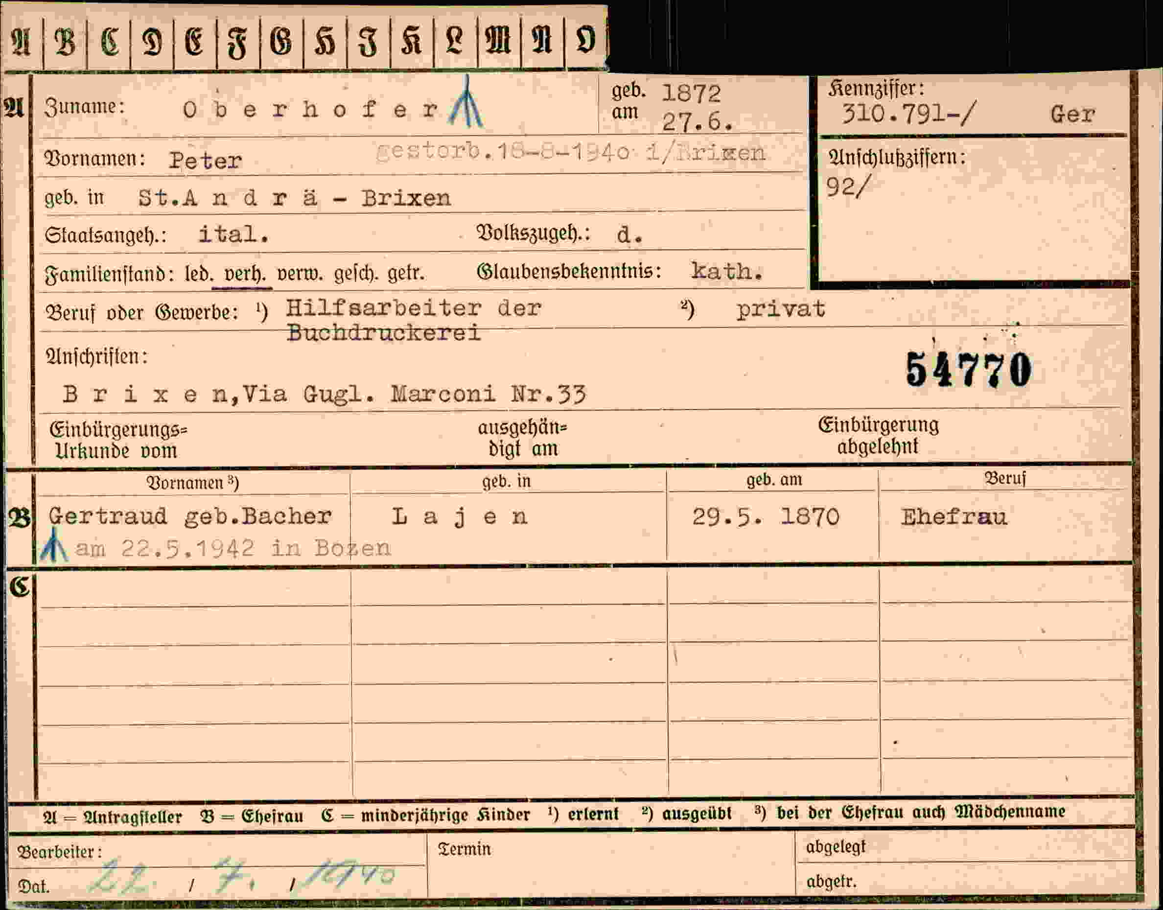 Dokument für Peter Oberhofer