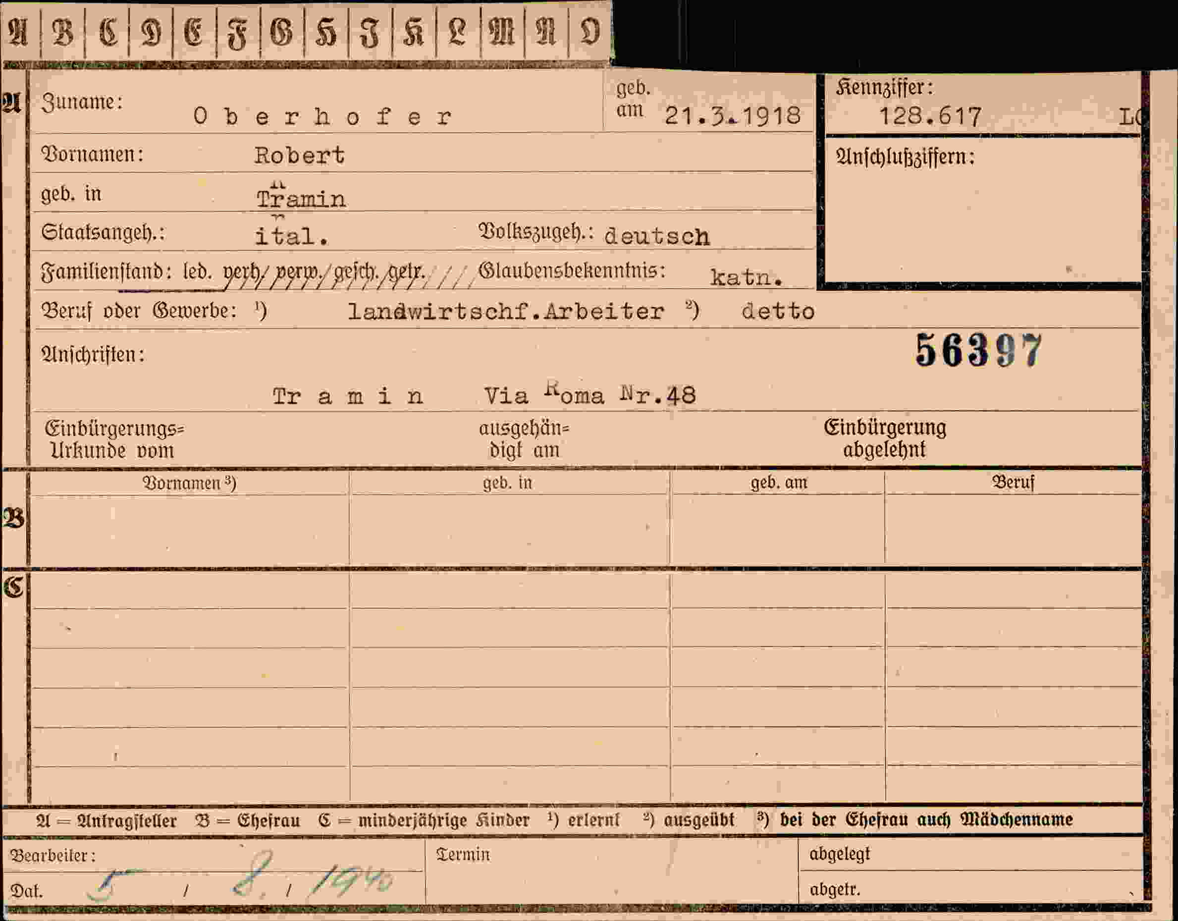 Vorderseite des Dokuments