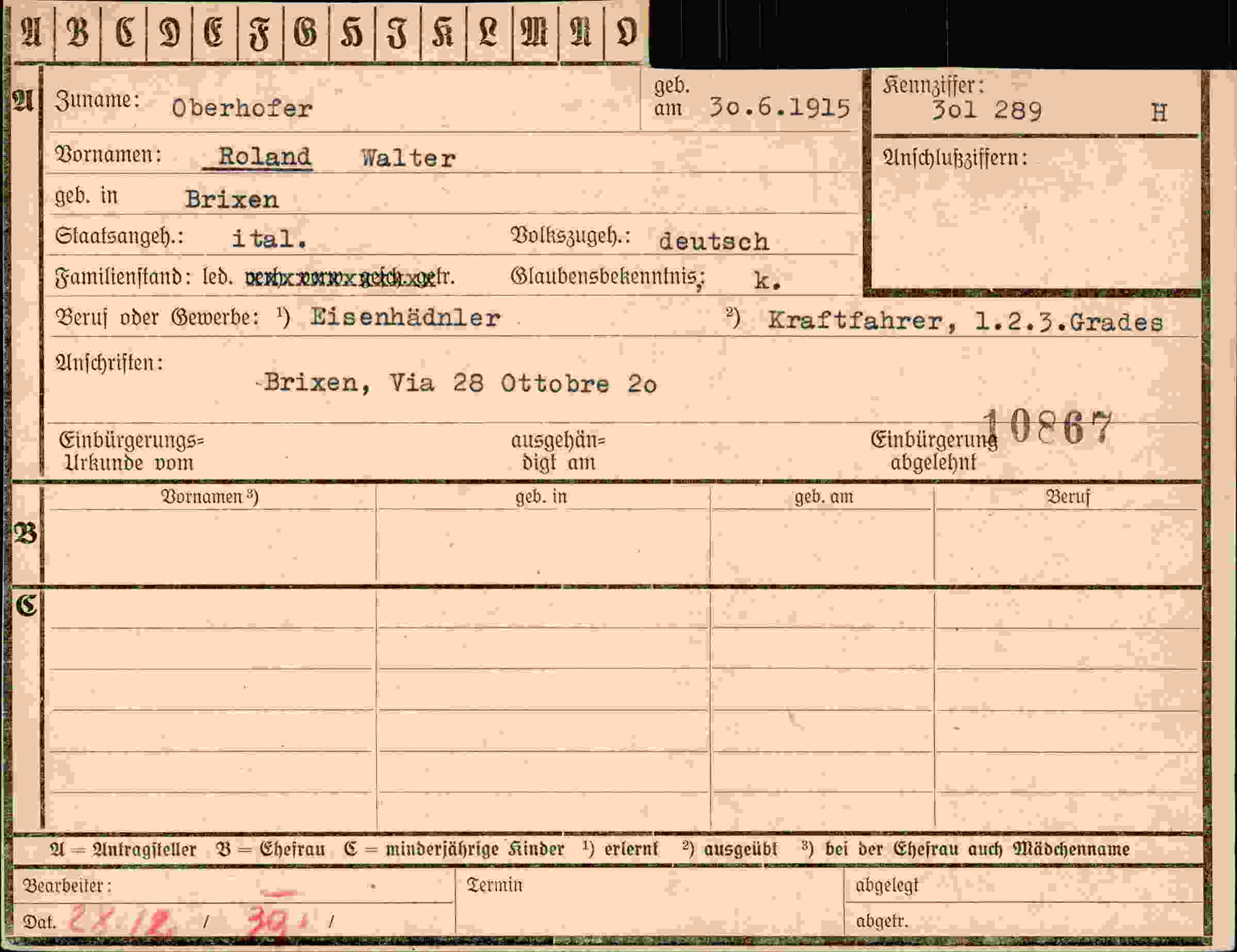 Dokument für Walter Oberhofer