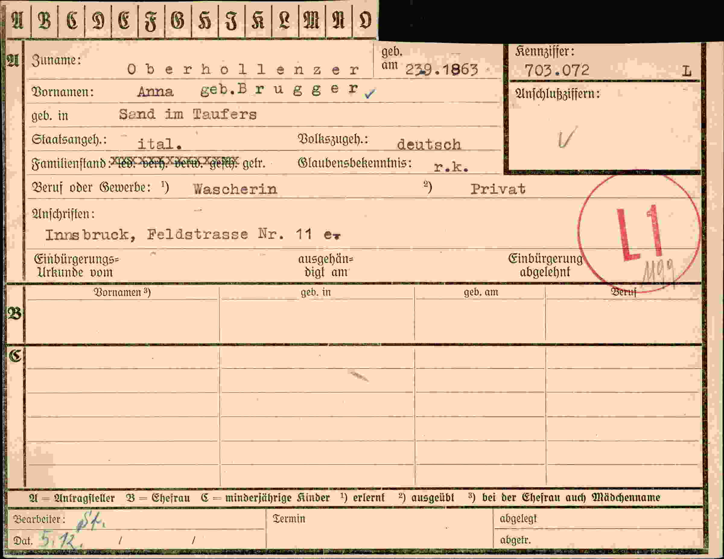 Vorderseite des Dokuments