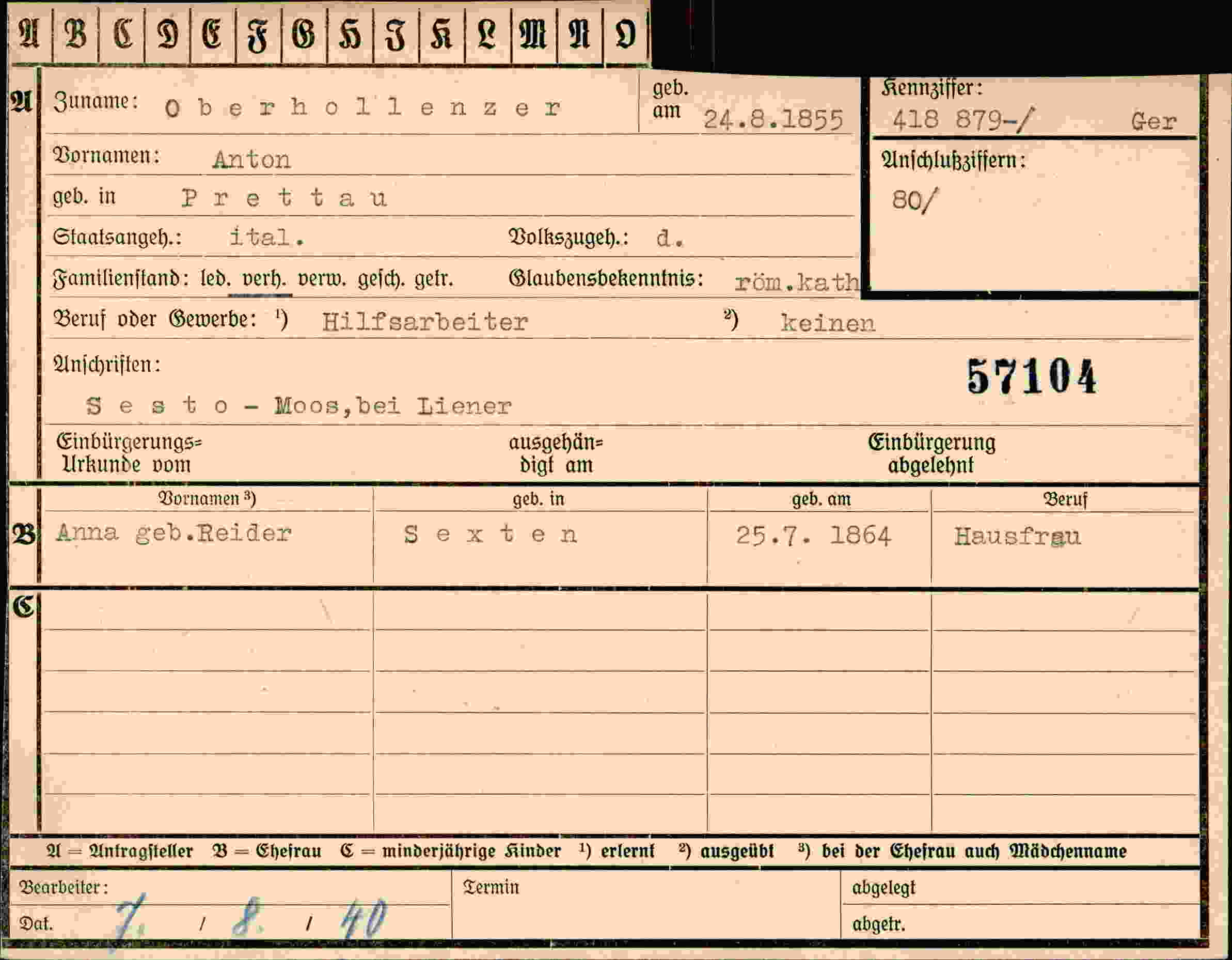Dokument für Anton Oberhollenzer