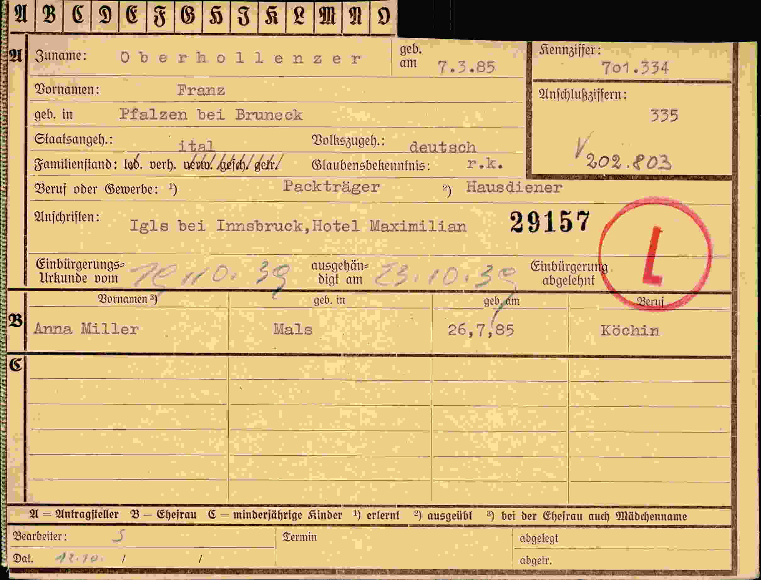 Dokument für Franz Oberhollenzer