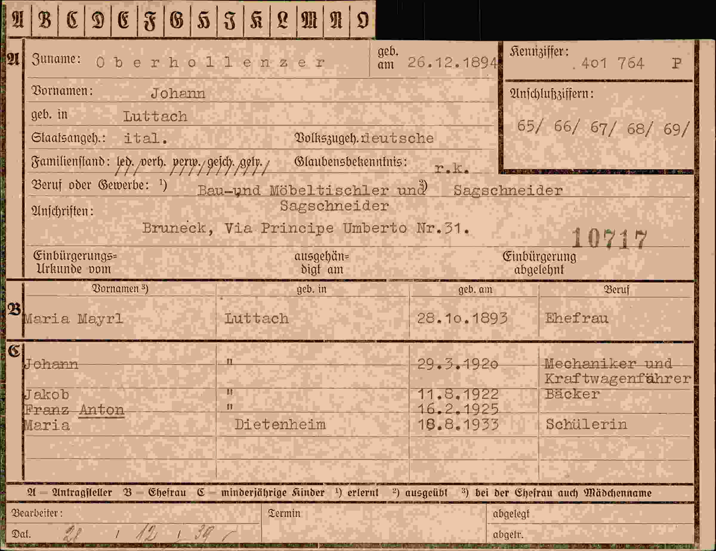 Dokument für Johann Oberhollenzer