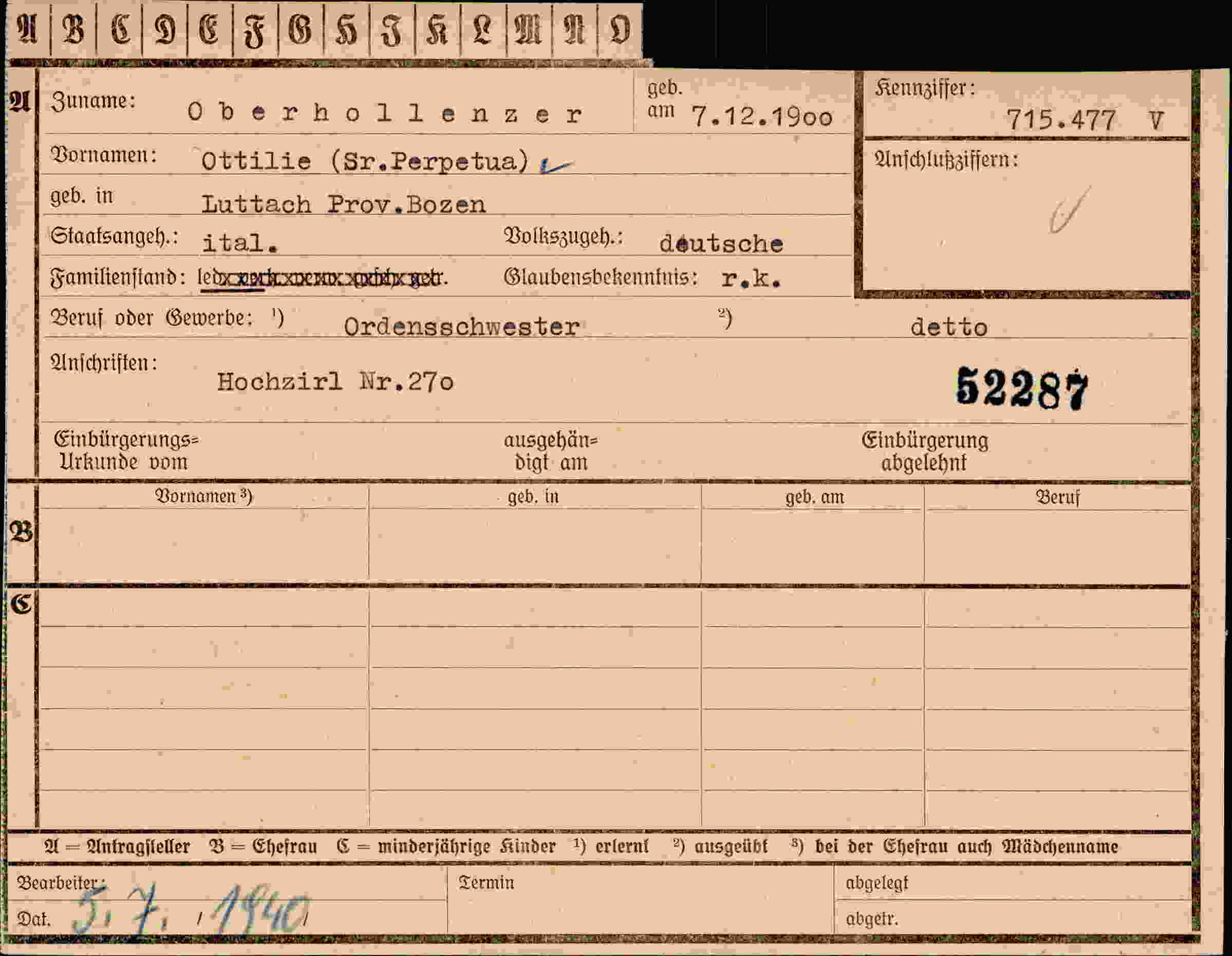 Dokument für Ottilie Oberhollenzer