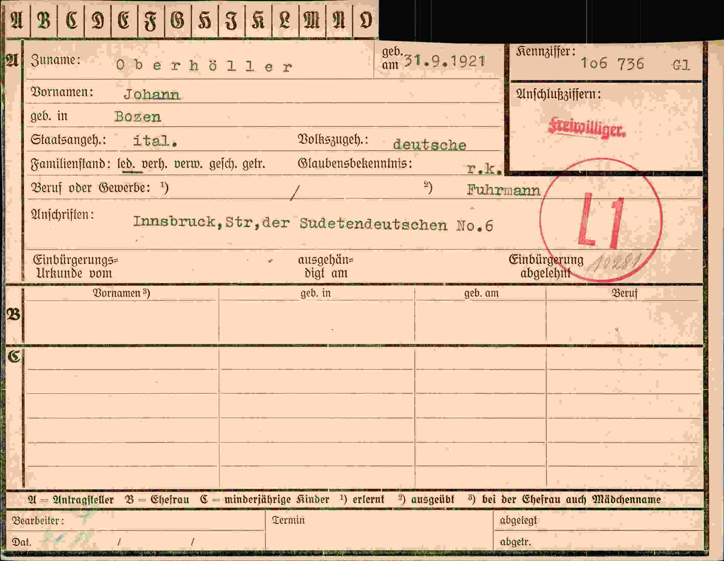 Vorderseite des Dokuments