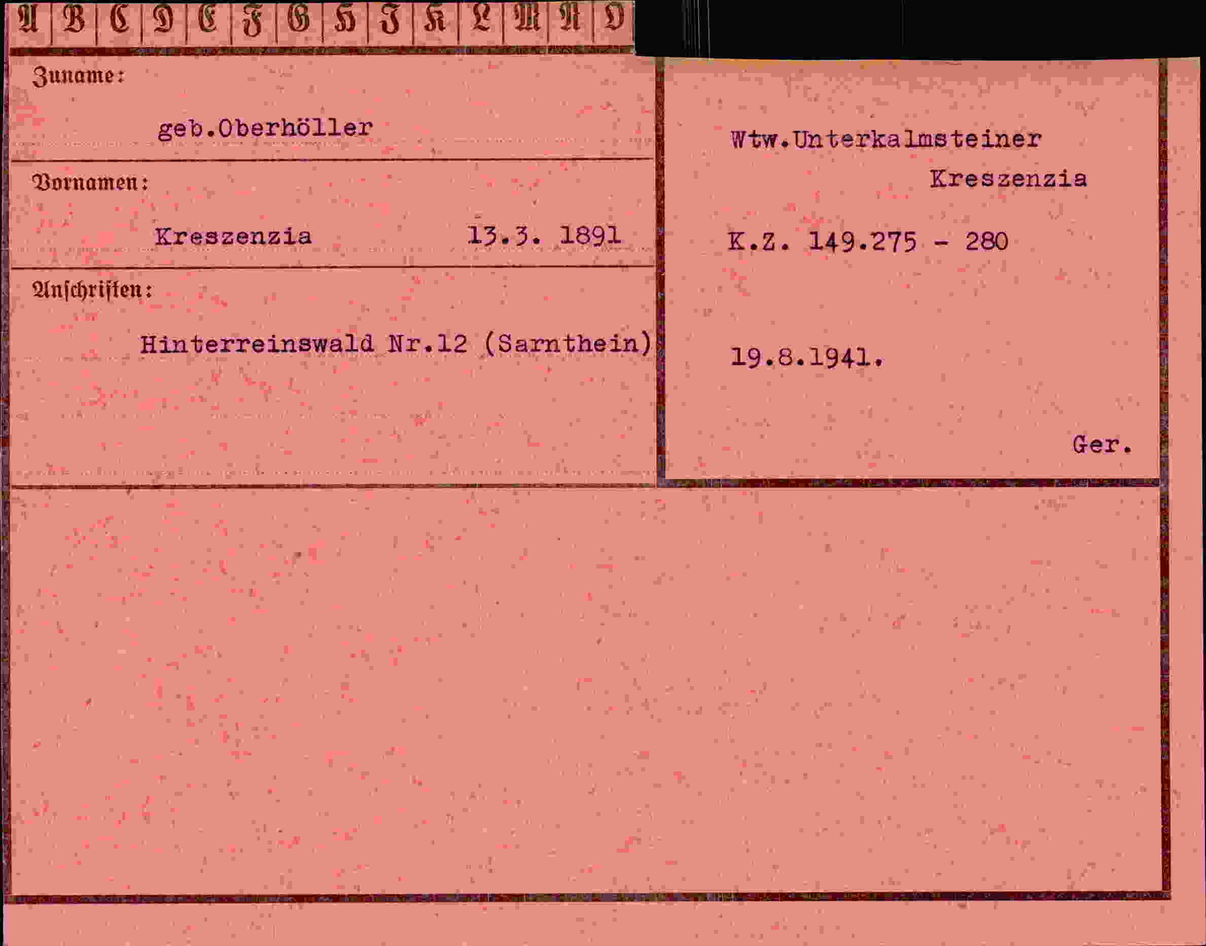 Vorderseite des Dokuments