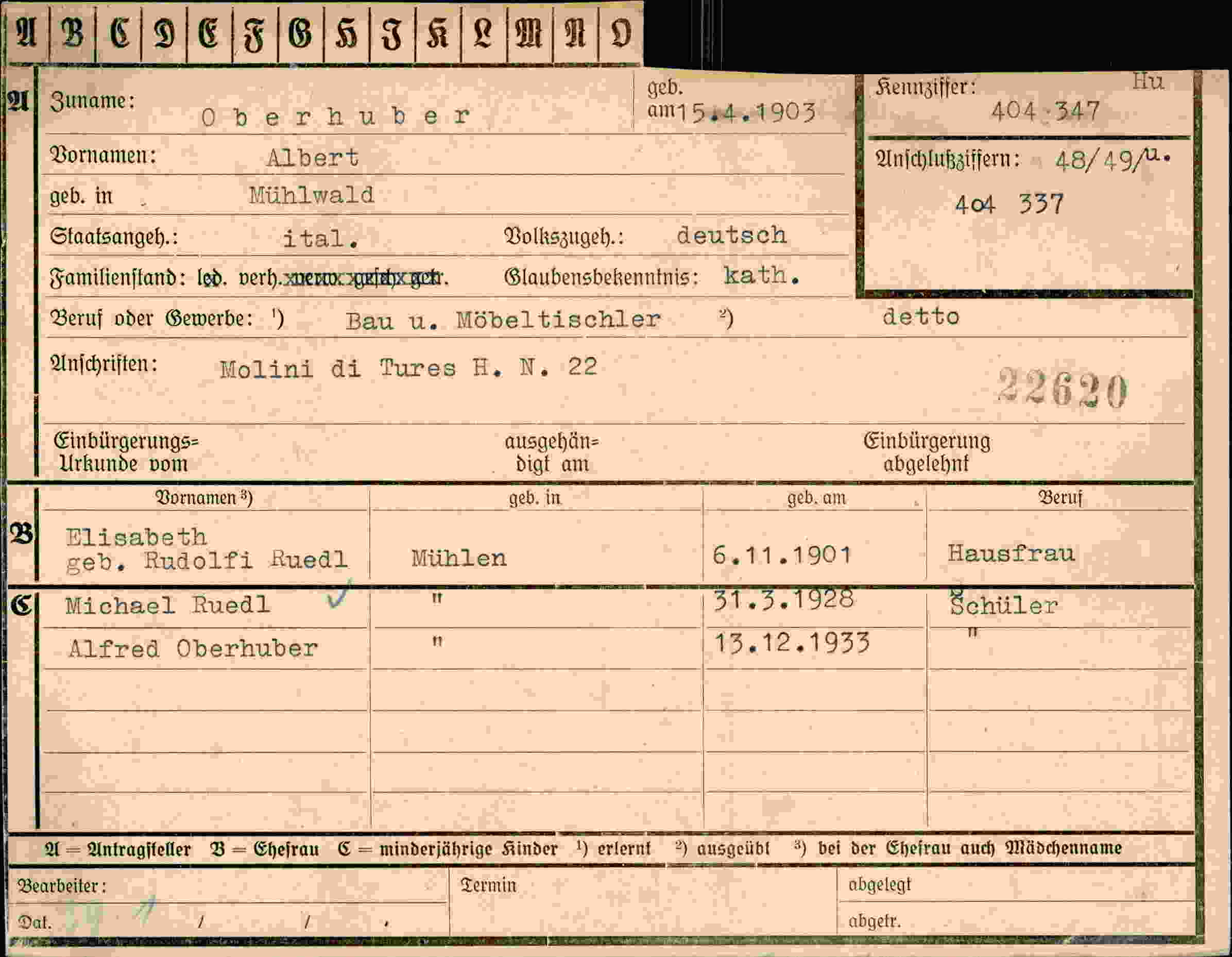 Dokument für Albert Oberhuber