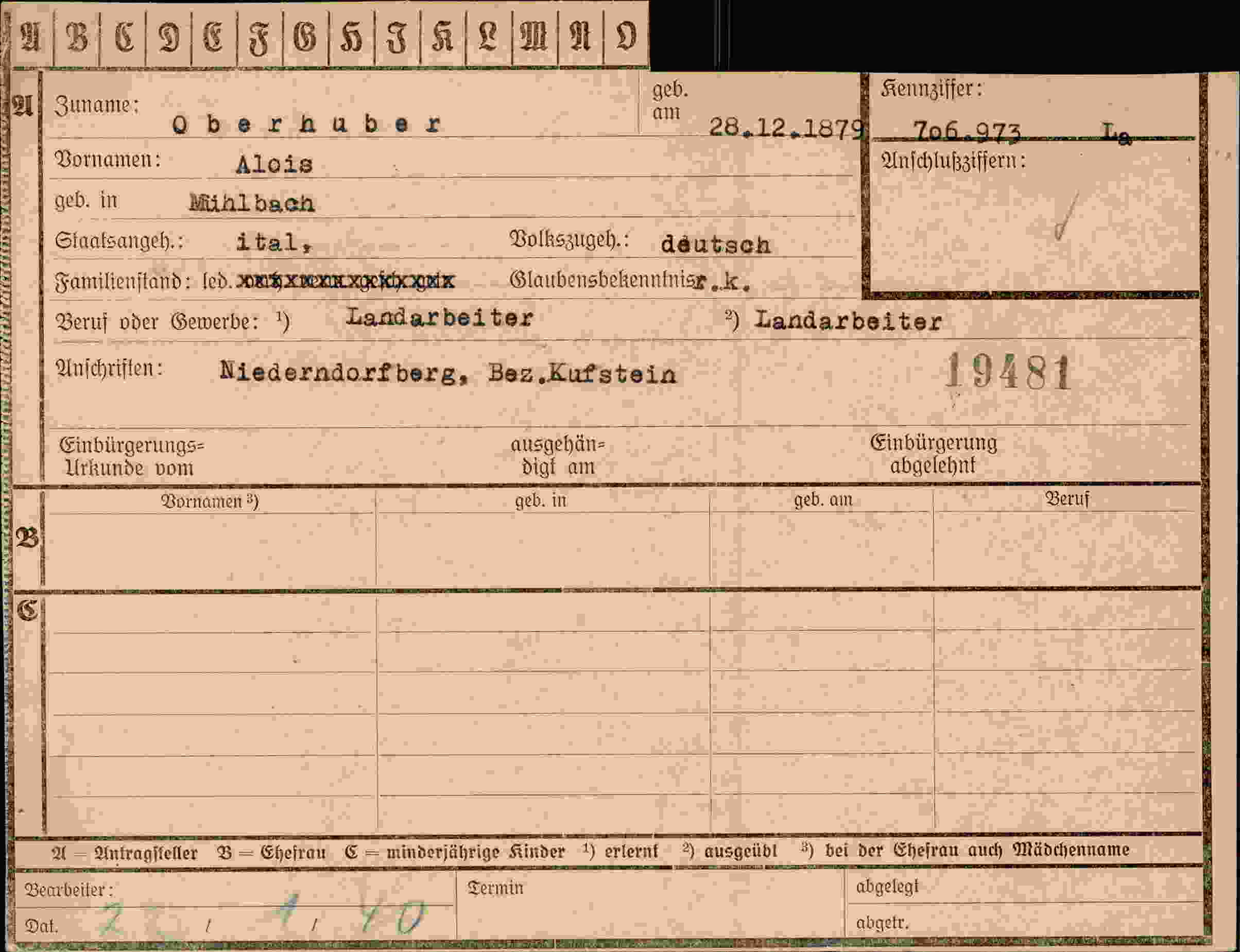 Dokument für Alois Oberhuber