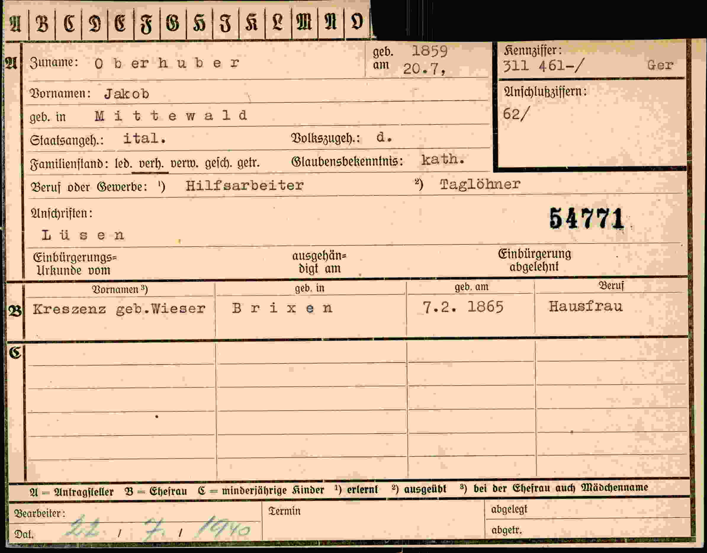 Dokument für Jakob Oberhuber
