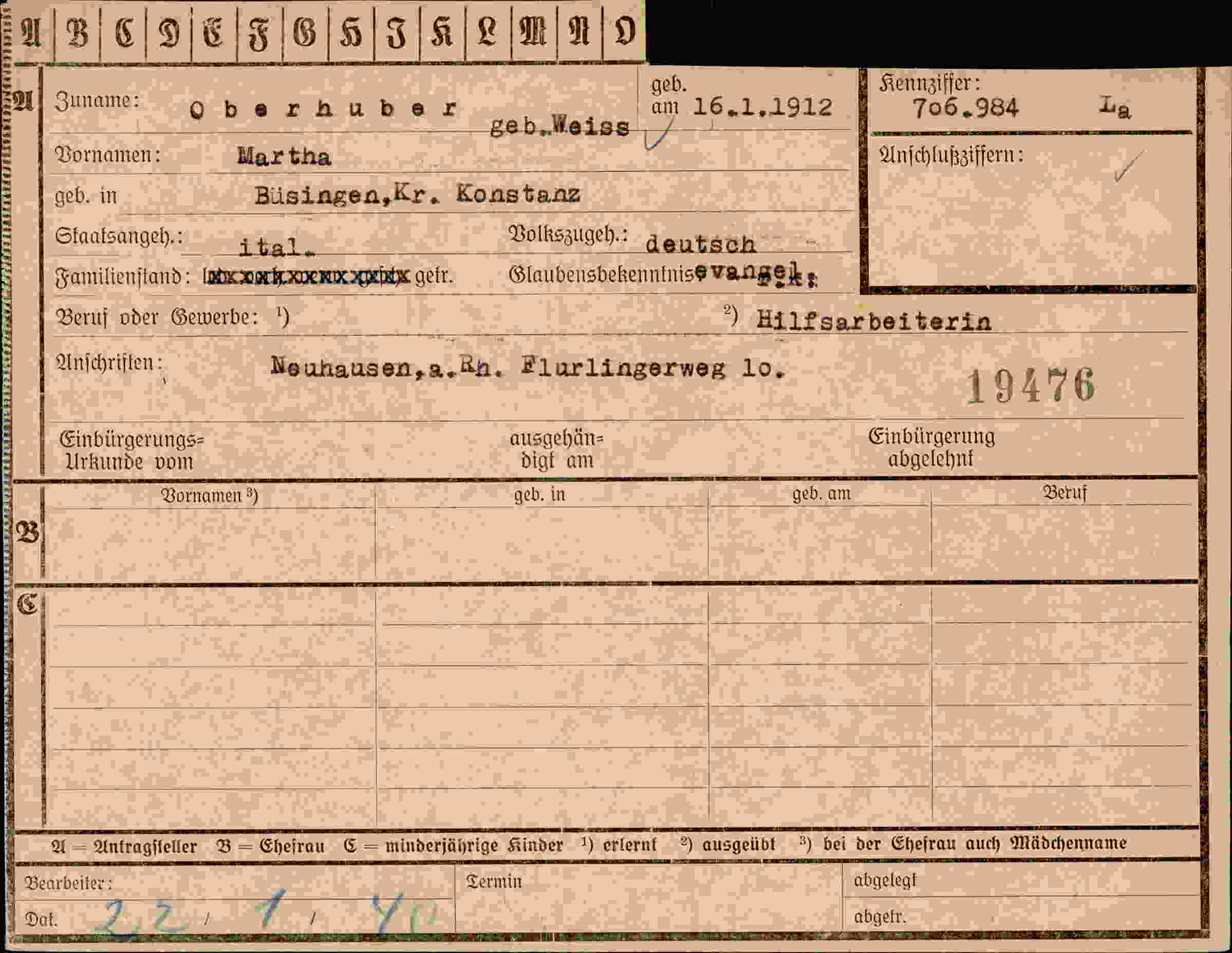 Dokument für Martha Oberhuber