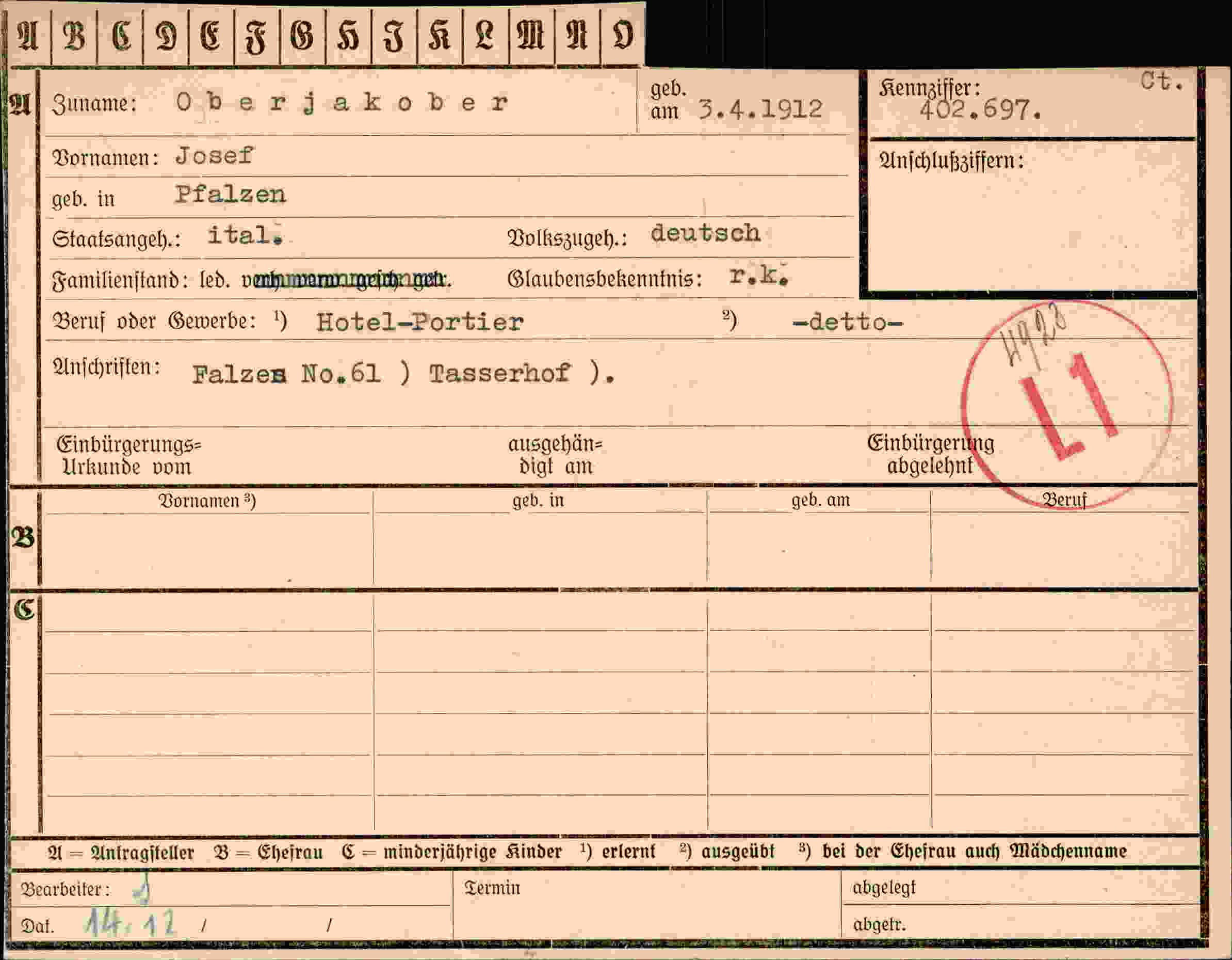 Vorderseite des Dokuments