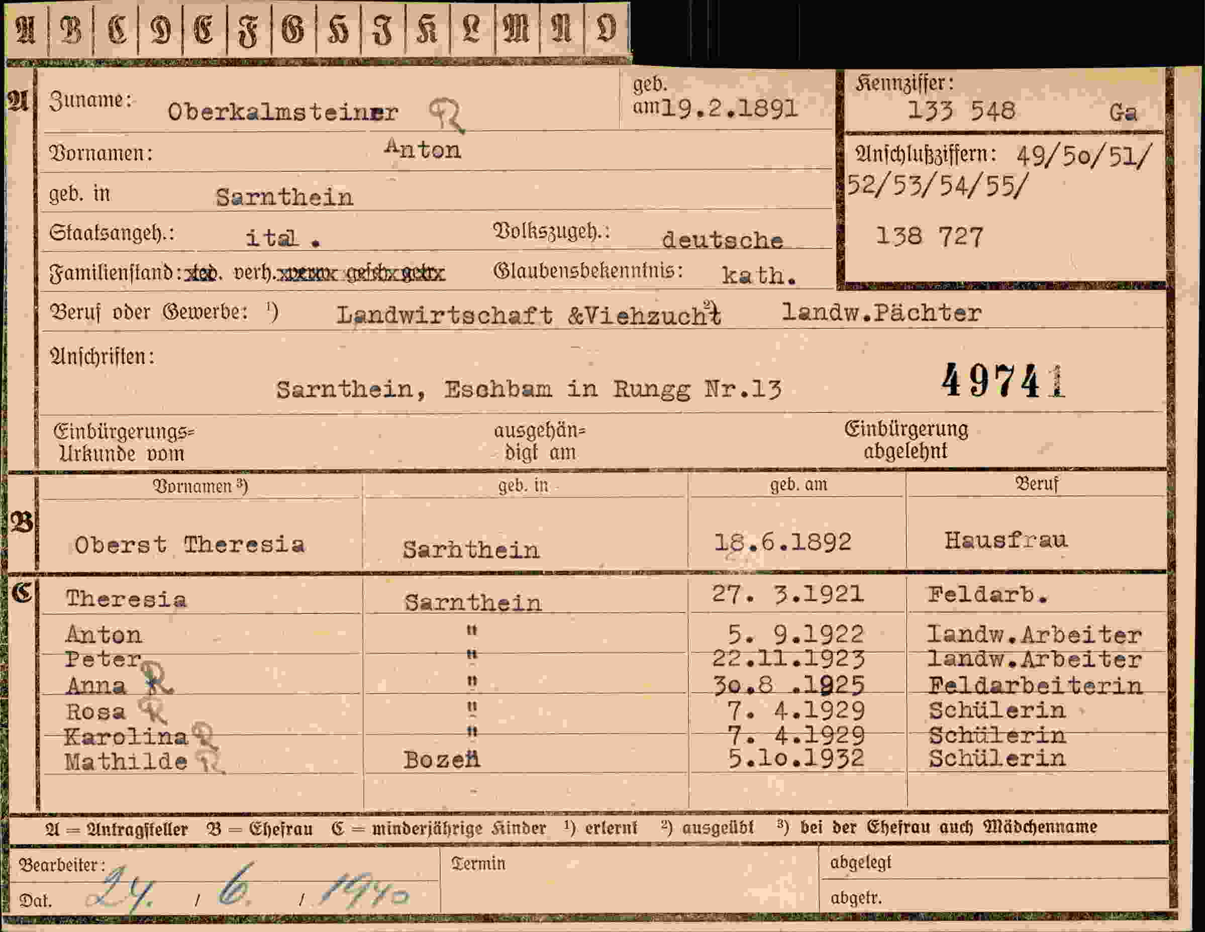 Vorderseite des Dokuments