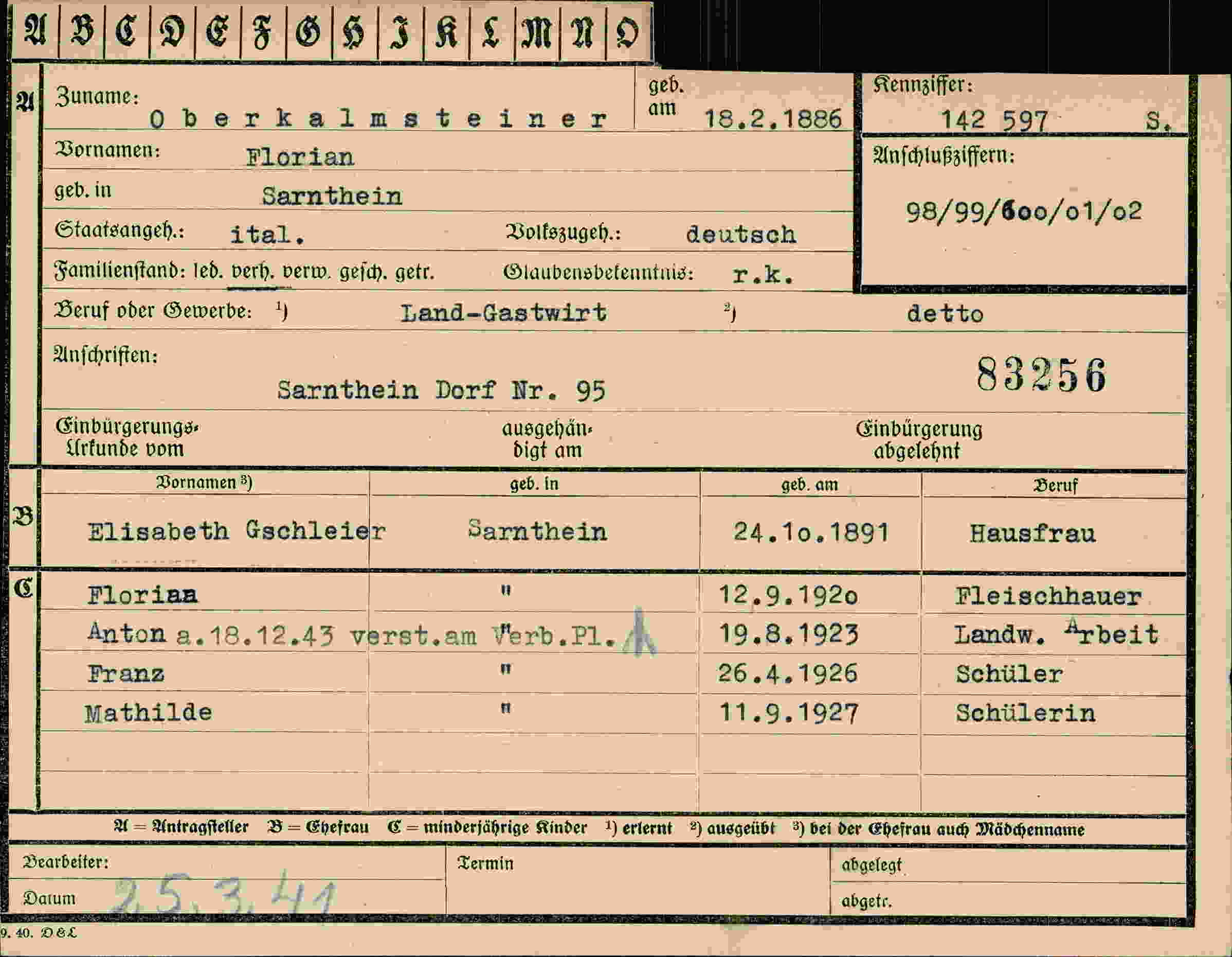 Vorderseite des Dokuments