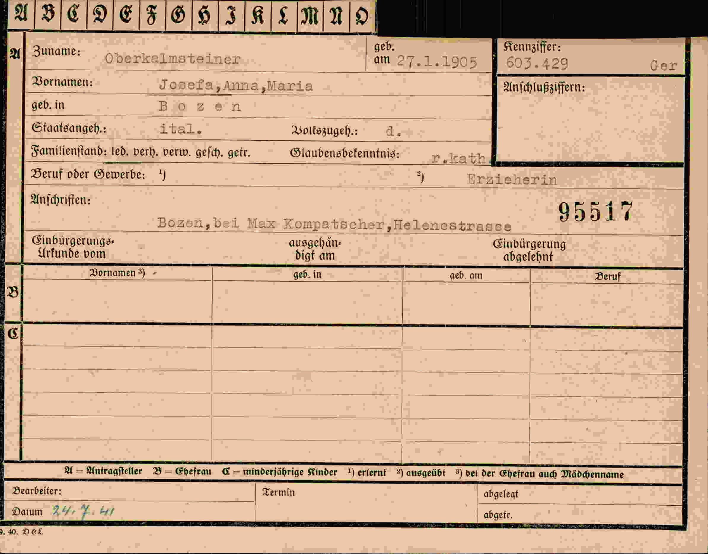 Vorderseite des Dokuments