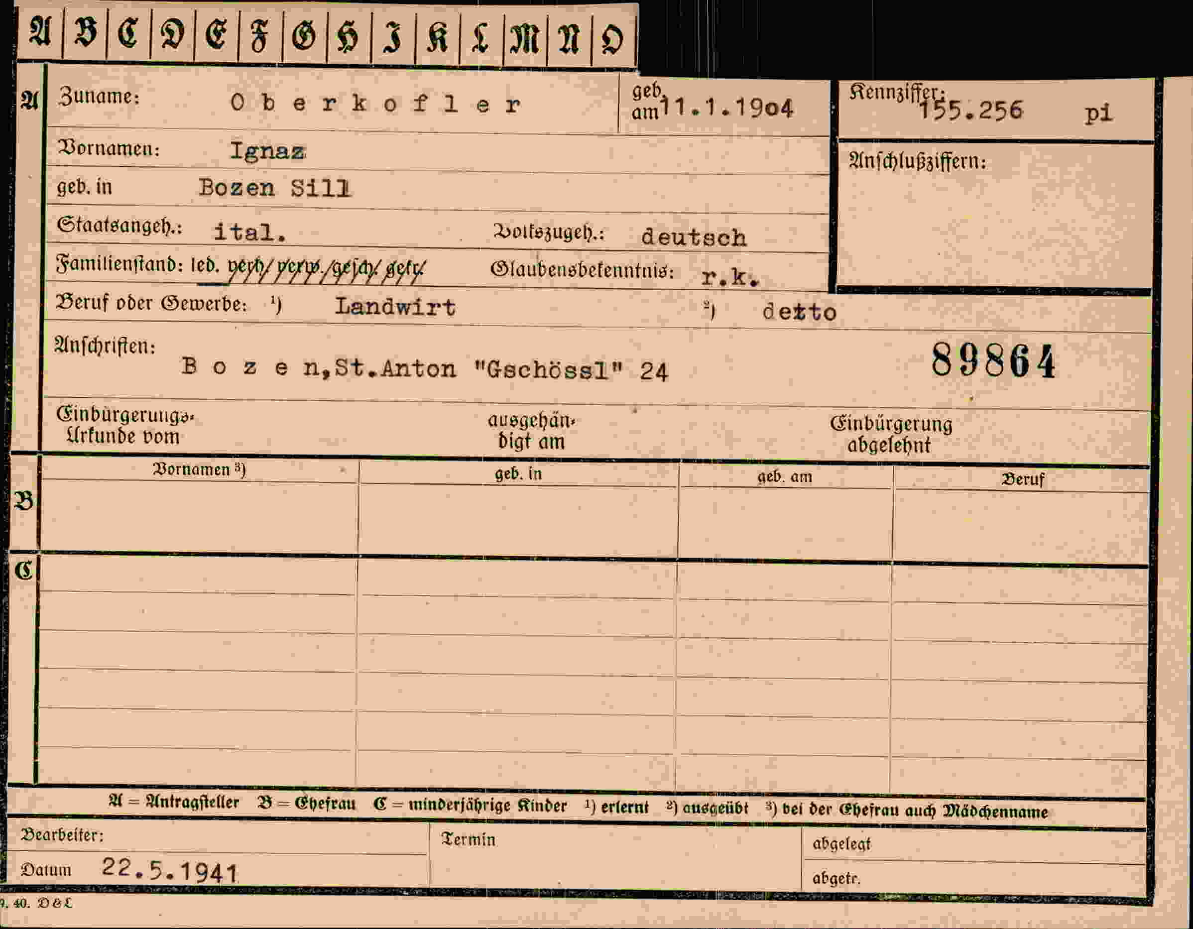 Dokument für Ignaz Oberkofler