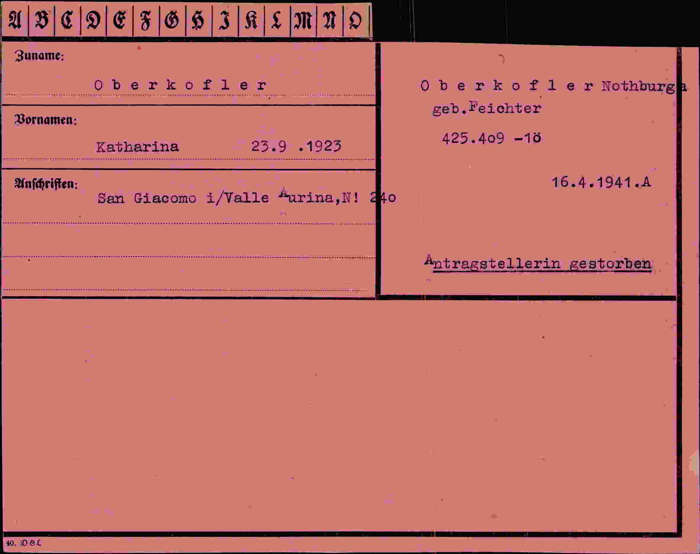 Vorderseite des Dokuments