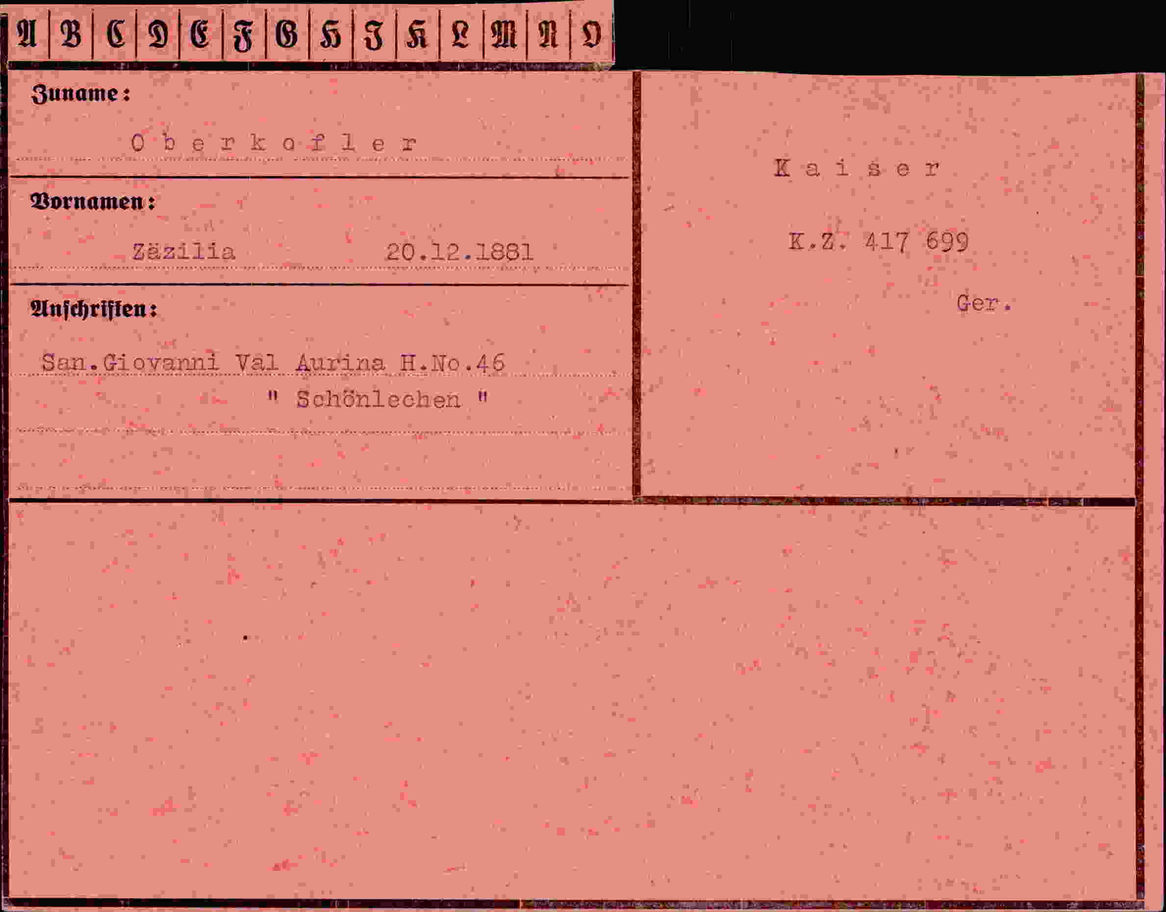 Vorderseite des Dokuments